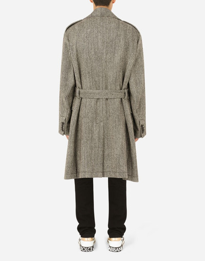 Dolce & Gabbana Herringbone wool trench coat outlook