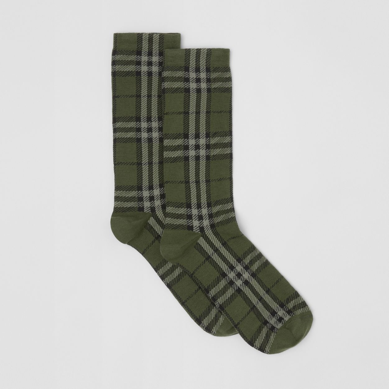 Check Cotton Cashmere Blend Socks - 6