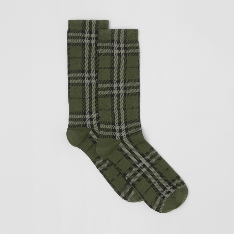 Check Cotton Cashmere Blend Socks 6