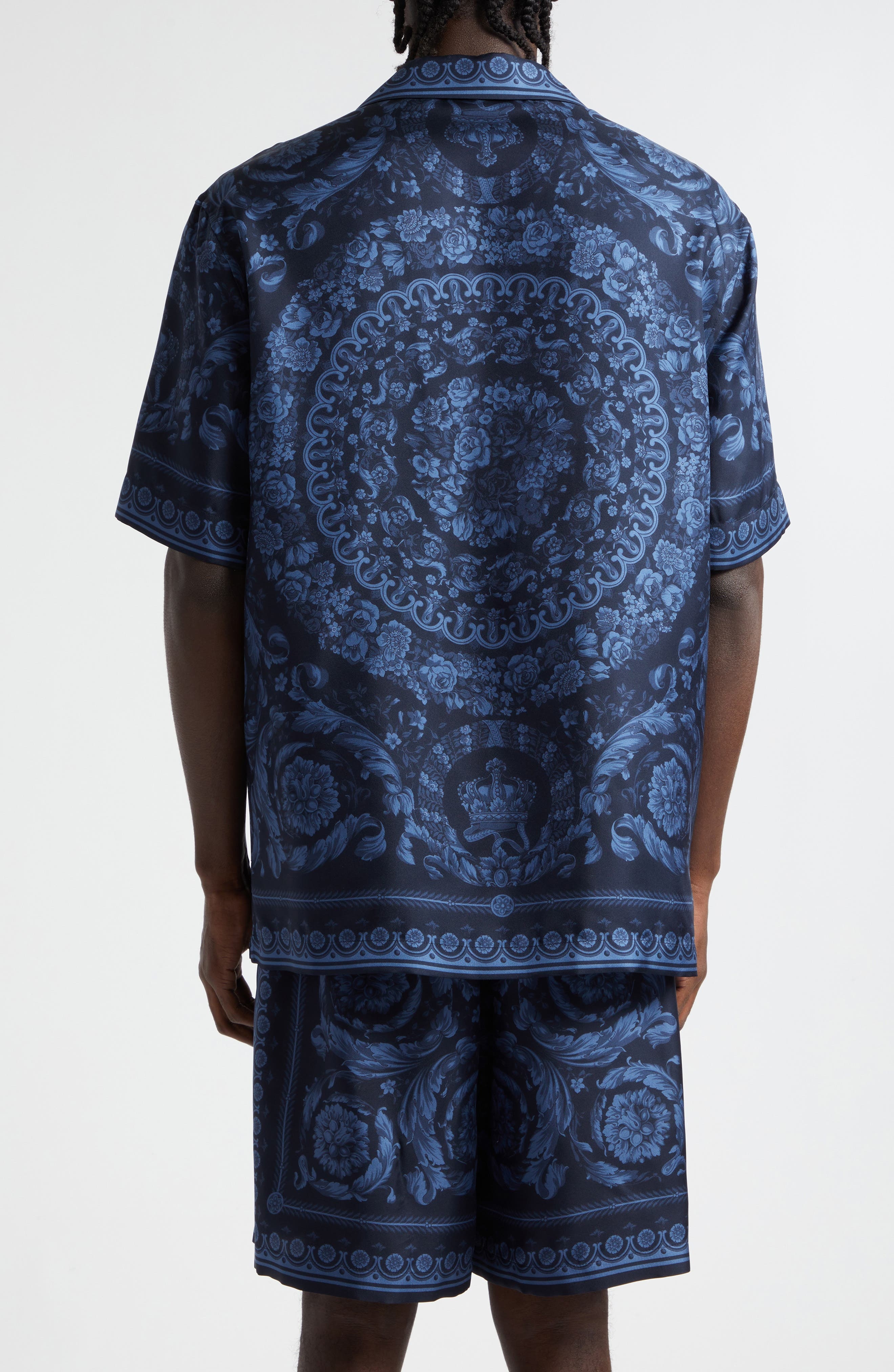 Barocco Print Silk Button-Up Shirt - 3