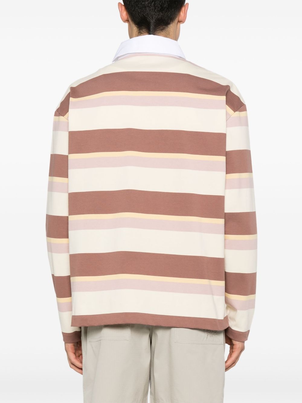 striped long-sleeve polo shirt - 3