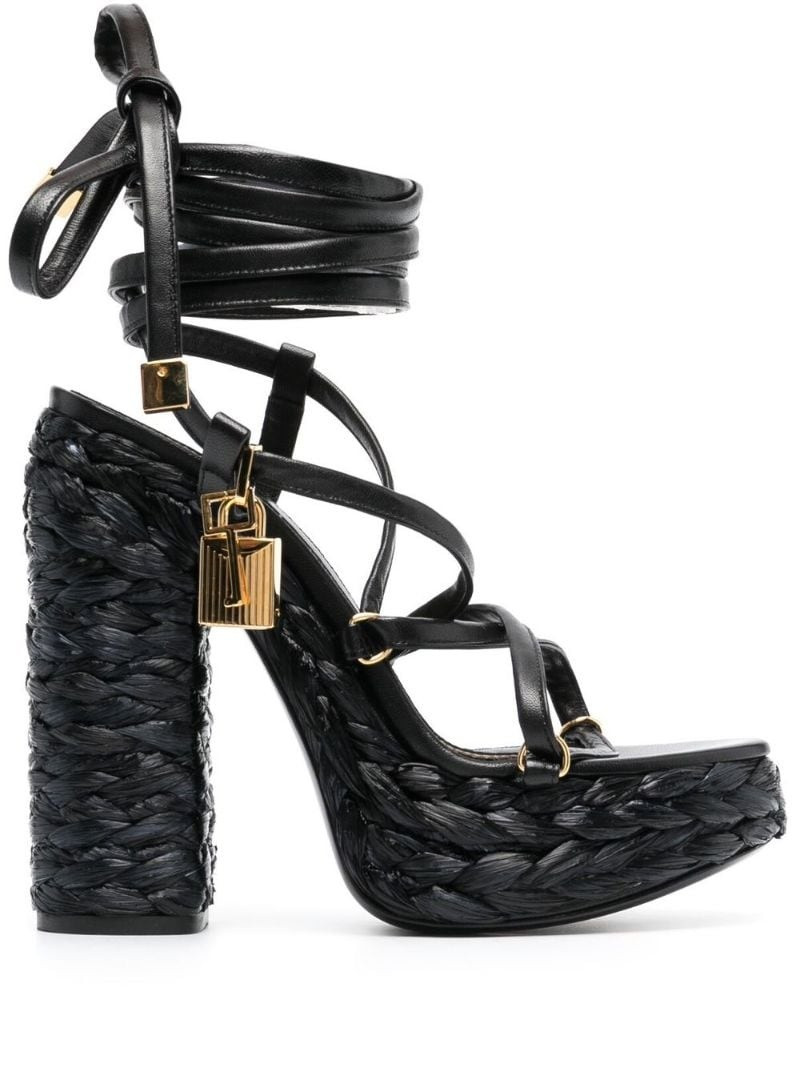 Padlock 140mm raffia platform sandals 1
