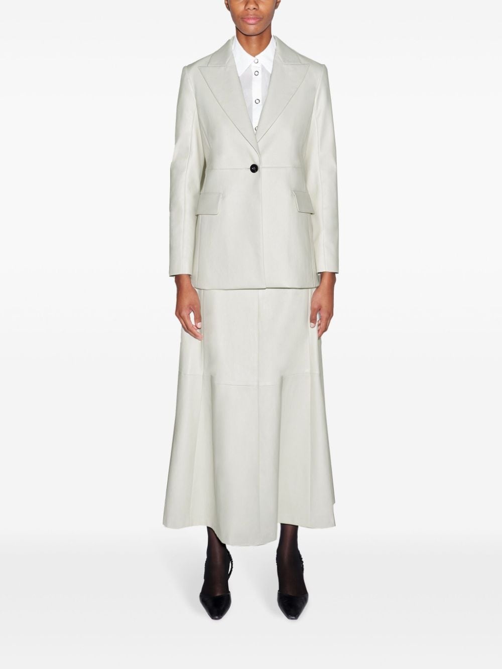 peak-lapel leather blazer - 3