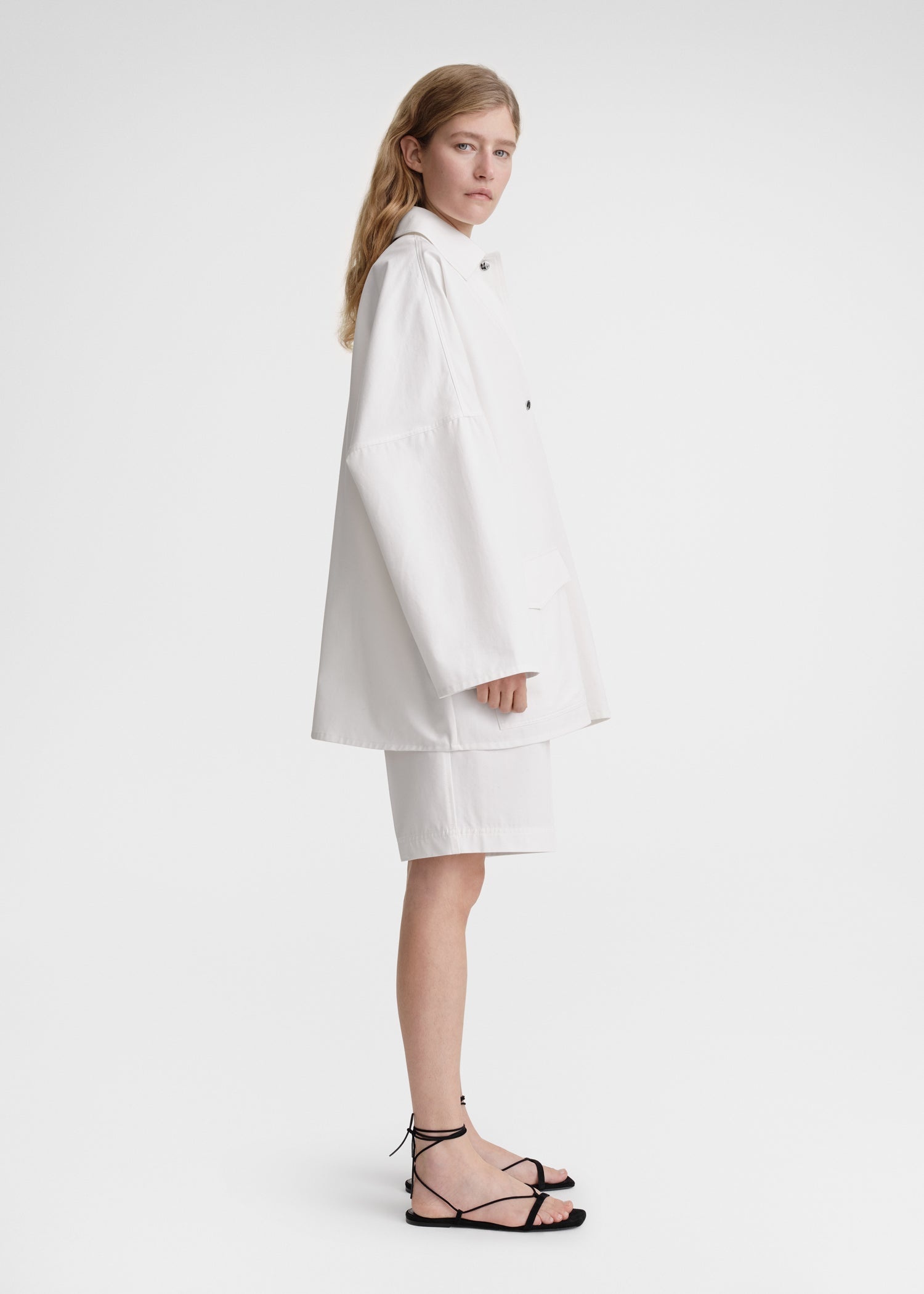 Cotton twill overshirt jacket white - 3