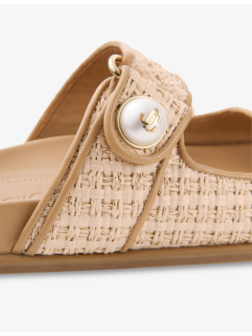Fayence Raffia Flat Sandals - 6