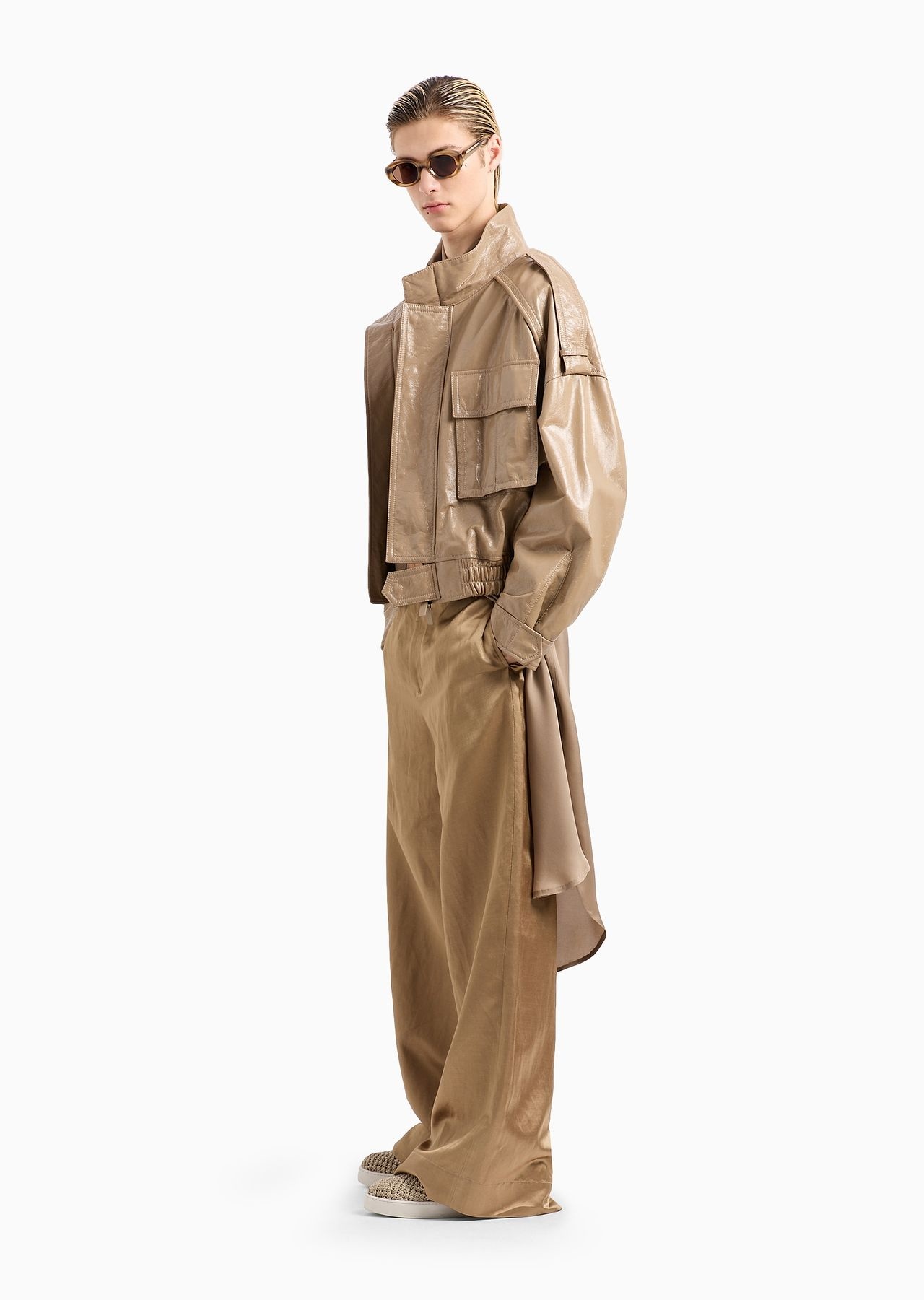 Oversized-fit blouson in lacquered nappa lambskin - 4