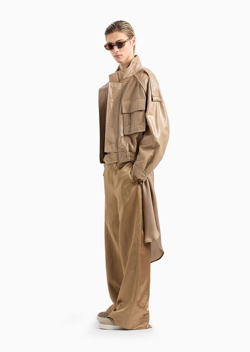 EMPORIO ARMANI Oversized-fit blouson in lacquered nappa lambskin outlook
