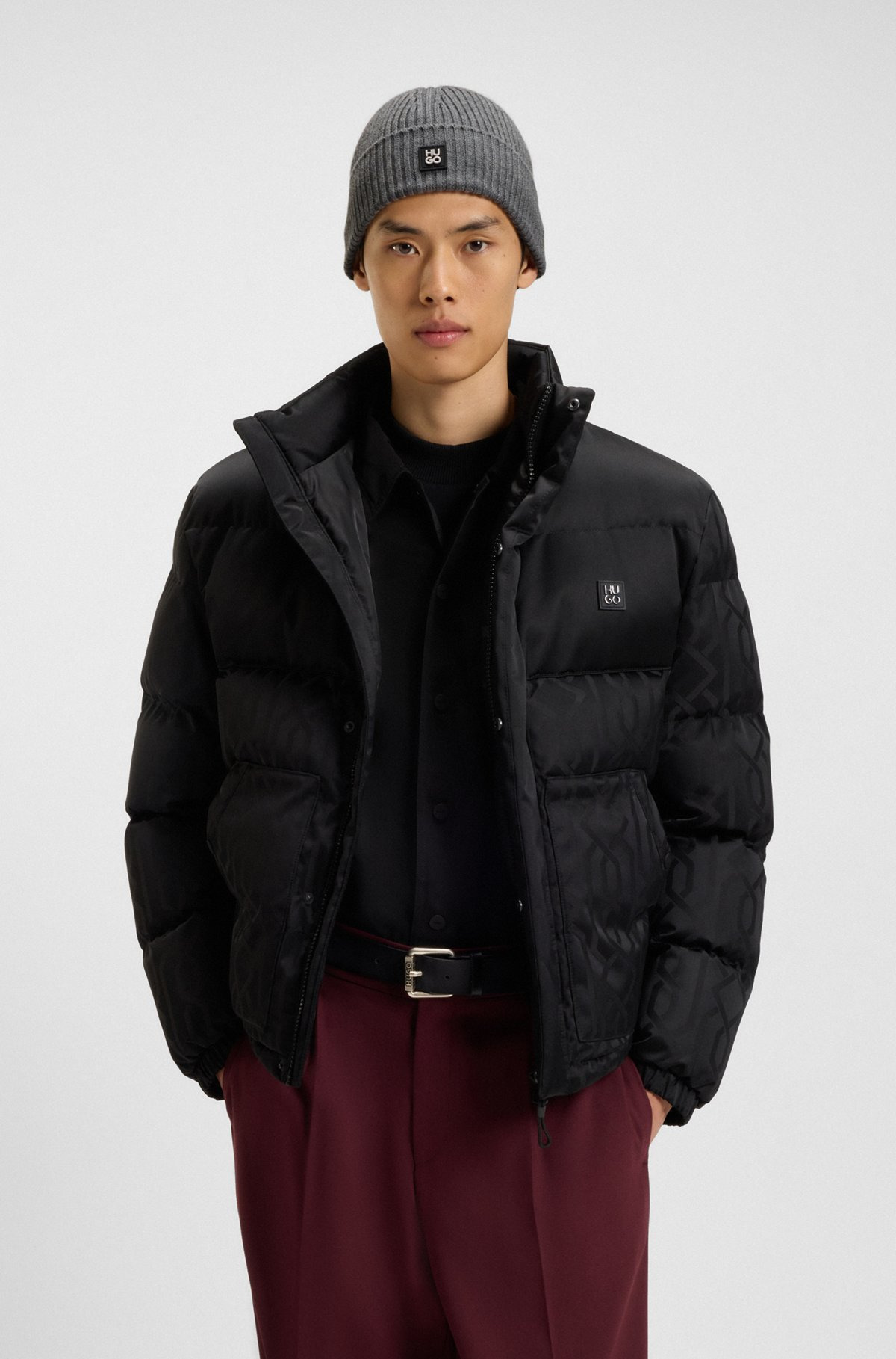 VIRGIN-WOOL BEANIE HAT WITH STACKED-LOGO BADGE - 4