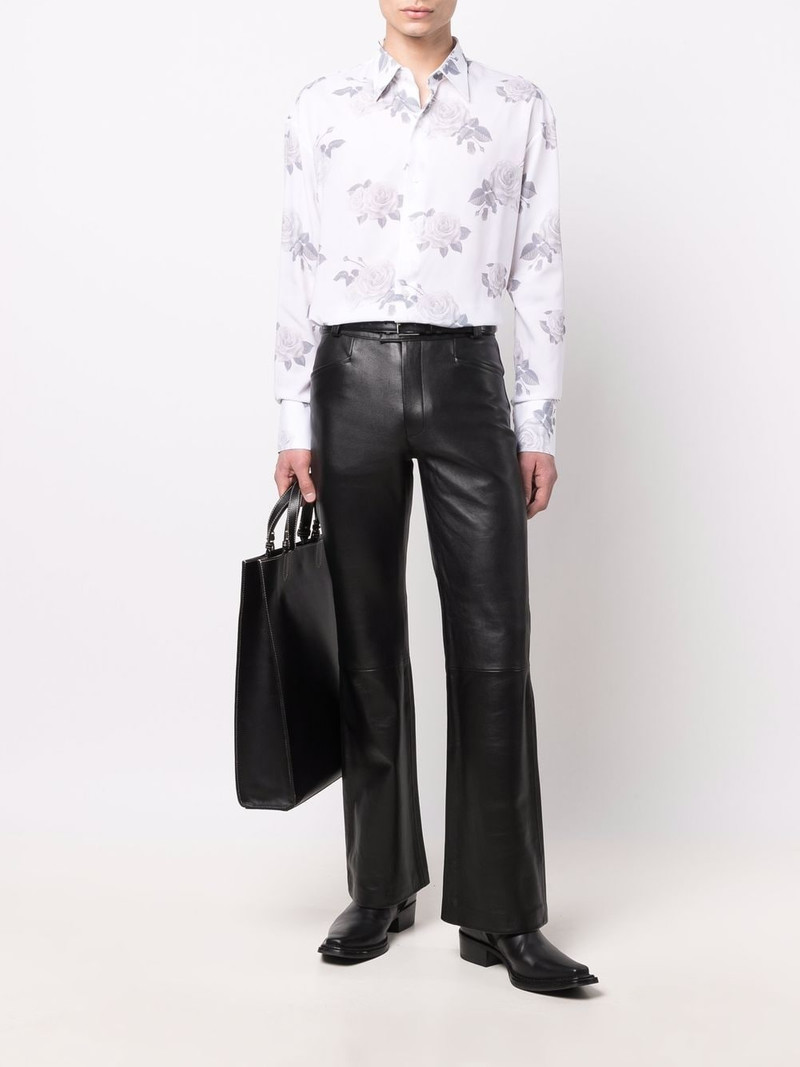 ERNEST W. BAKER leather flare-leg trousers outlook