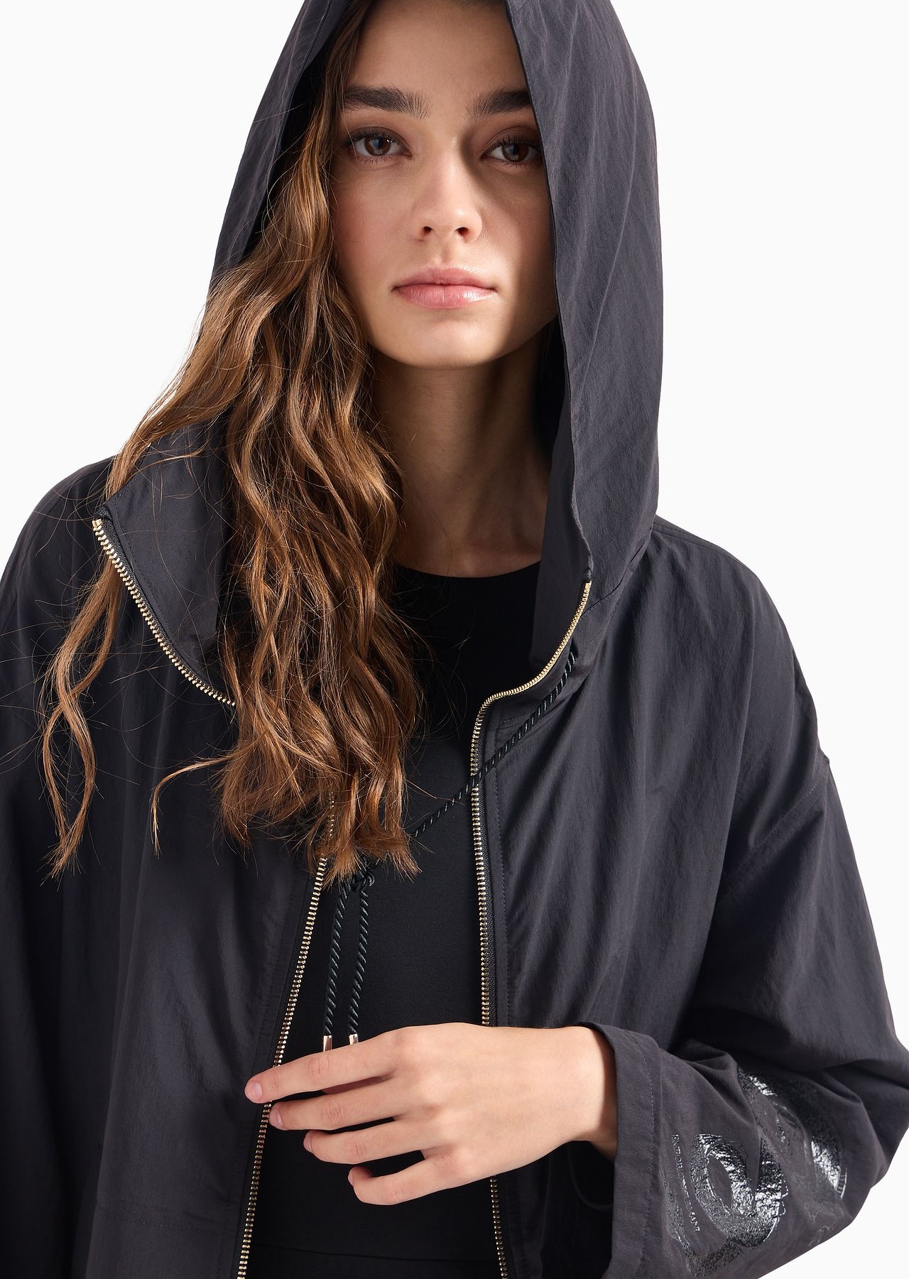 Luna New Year hooded blouson in crinkled nylon with dragon print - 6