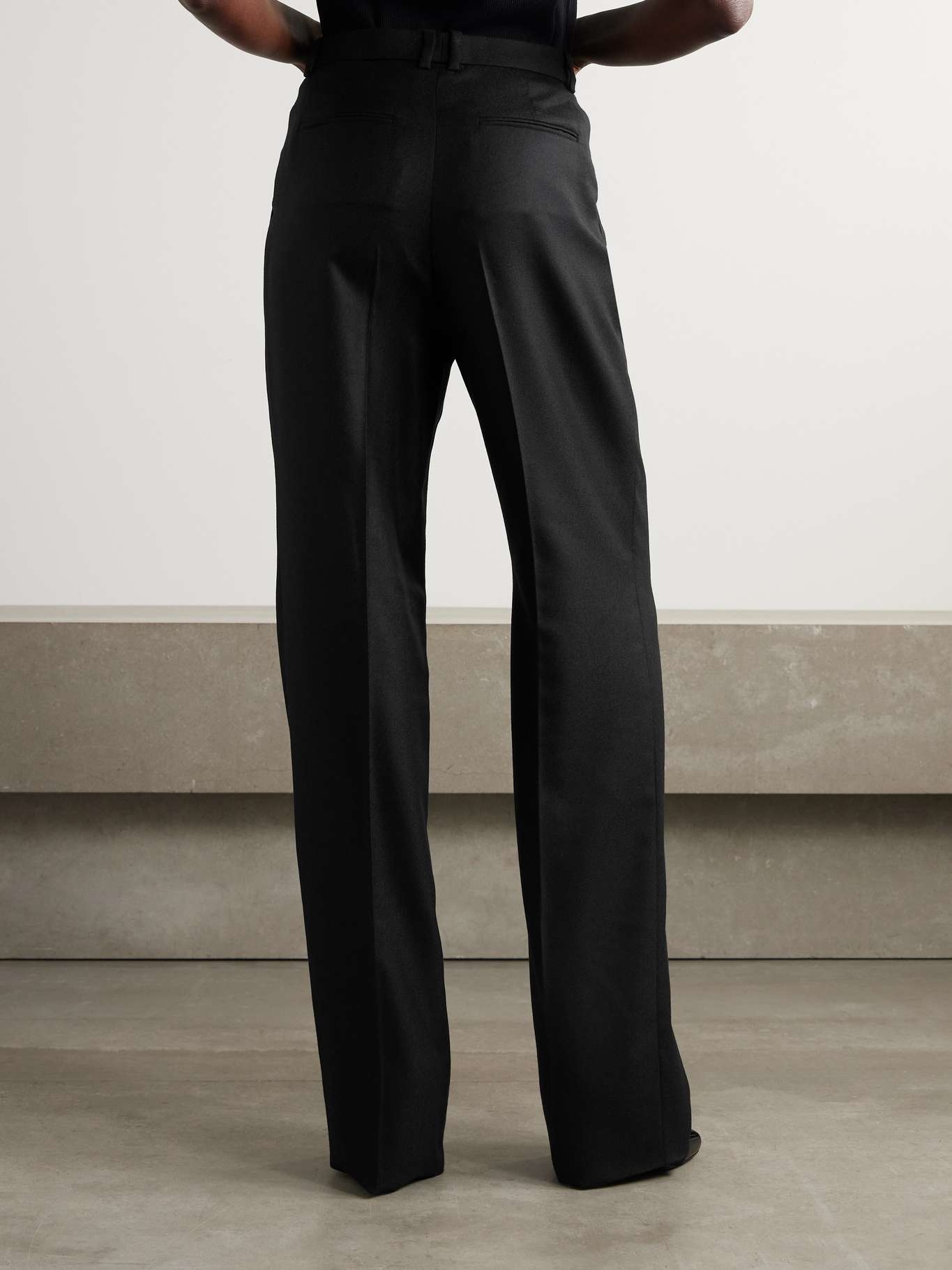 Pleated cashmere-twill wide-leg pants - 4