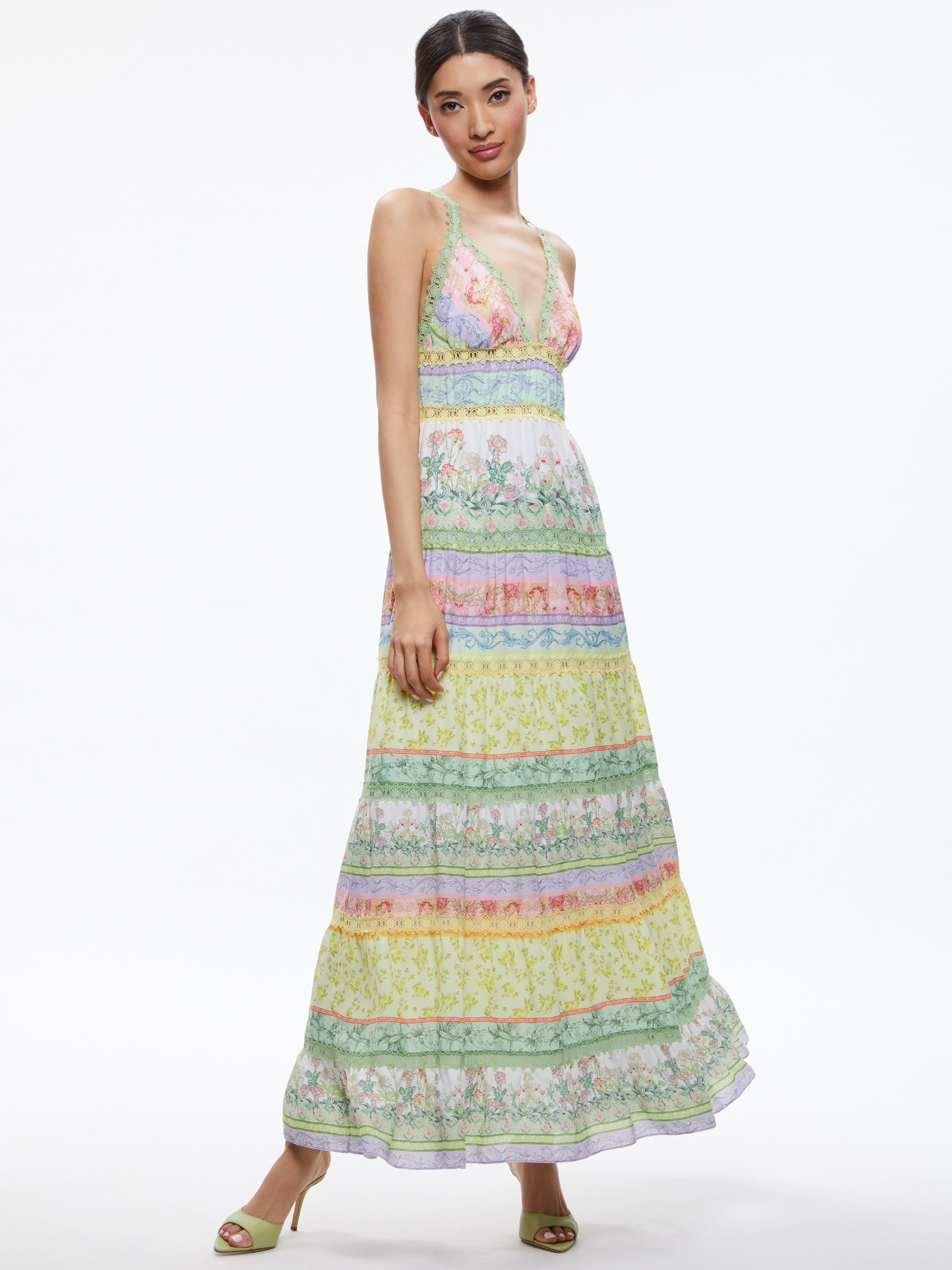 Alice + Olivia KAROLINA HALTER MAXI DRESS | REVERSIBLE