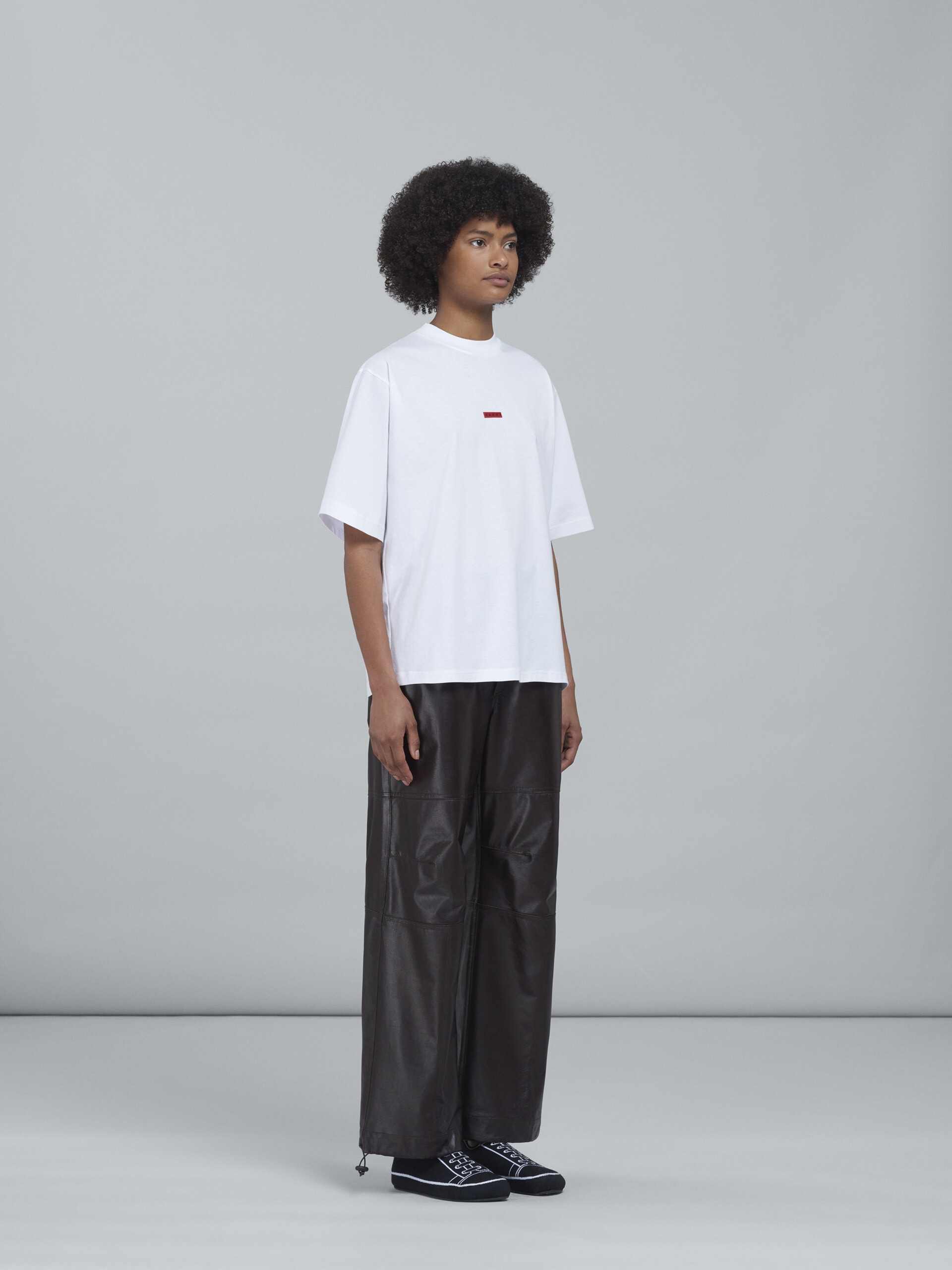WHITE COTTON JERSEY LOGO T-SHIRT - 5