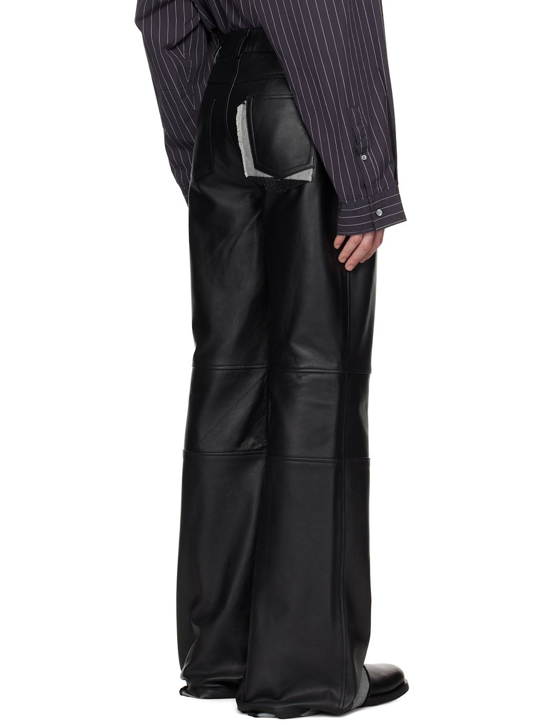 Black Slacker Leather Pants - 3