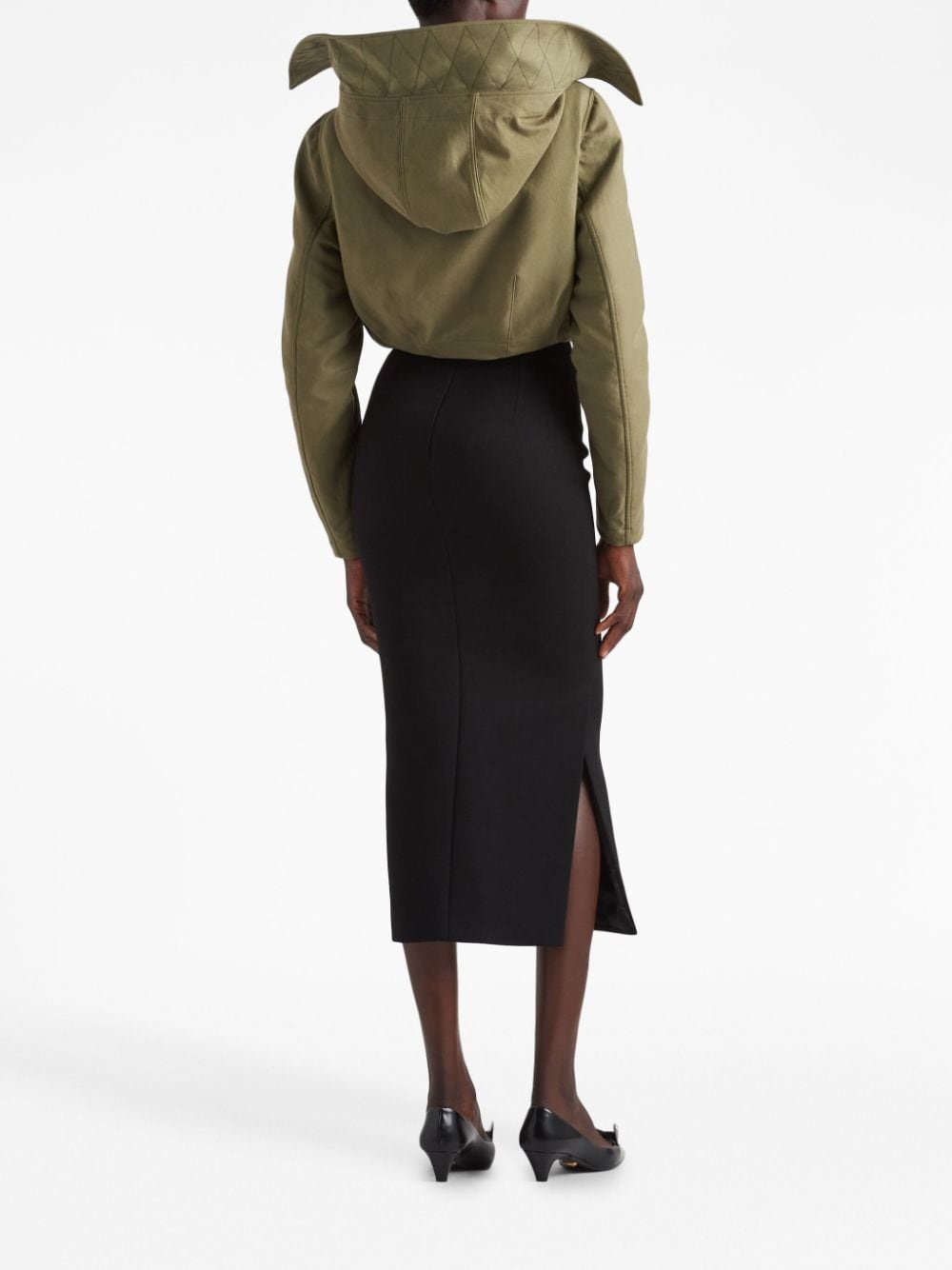 button-up cropped hooded jacket - 4