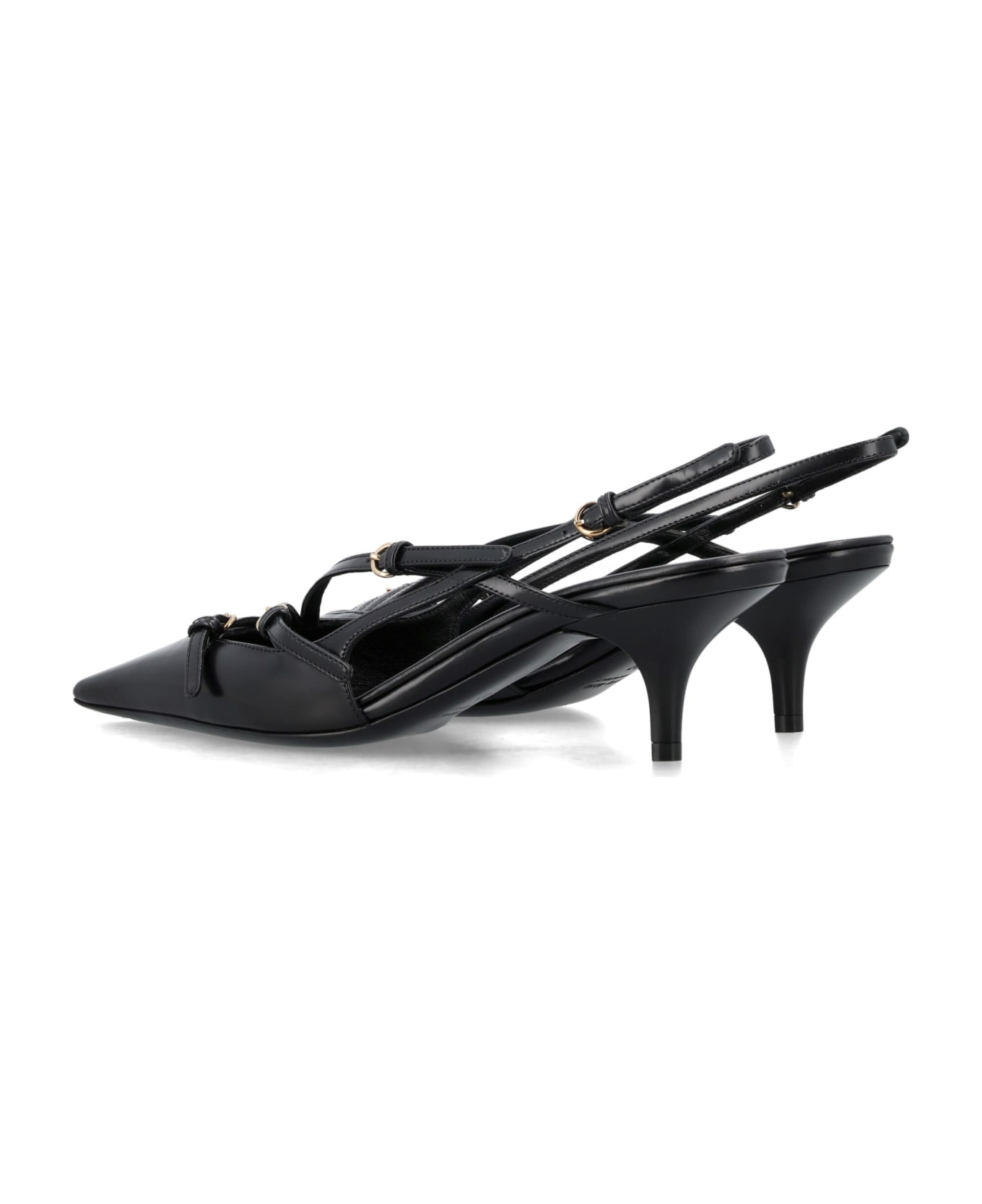 Brushed Leather Slingbacks With Buckles - 4