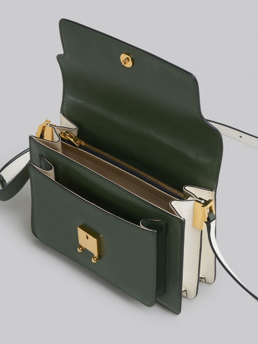 TRUNK SOFT MEDIUM BAG IN GREEN AND WHITE LEATHER - 4