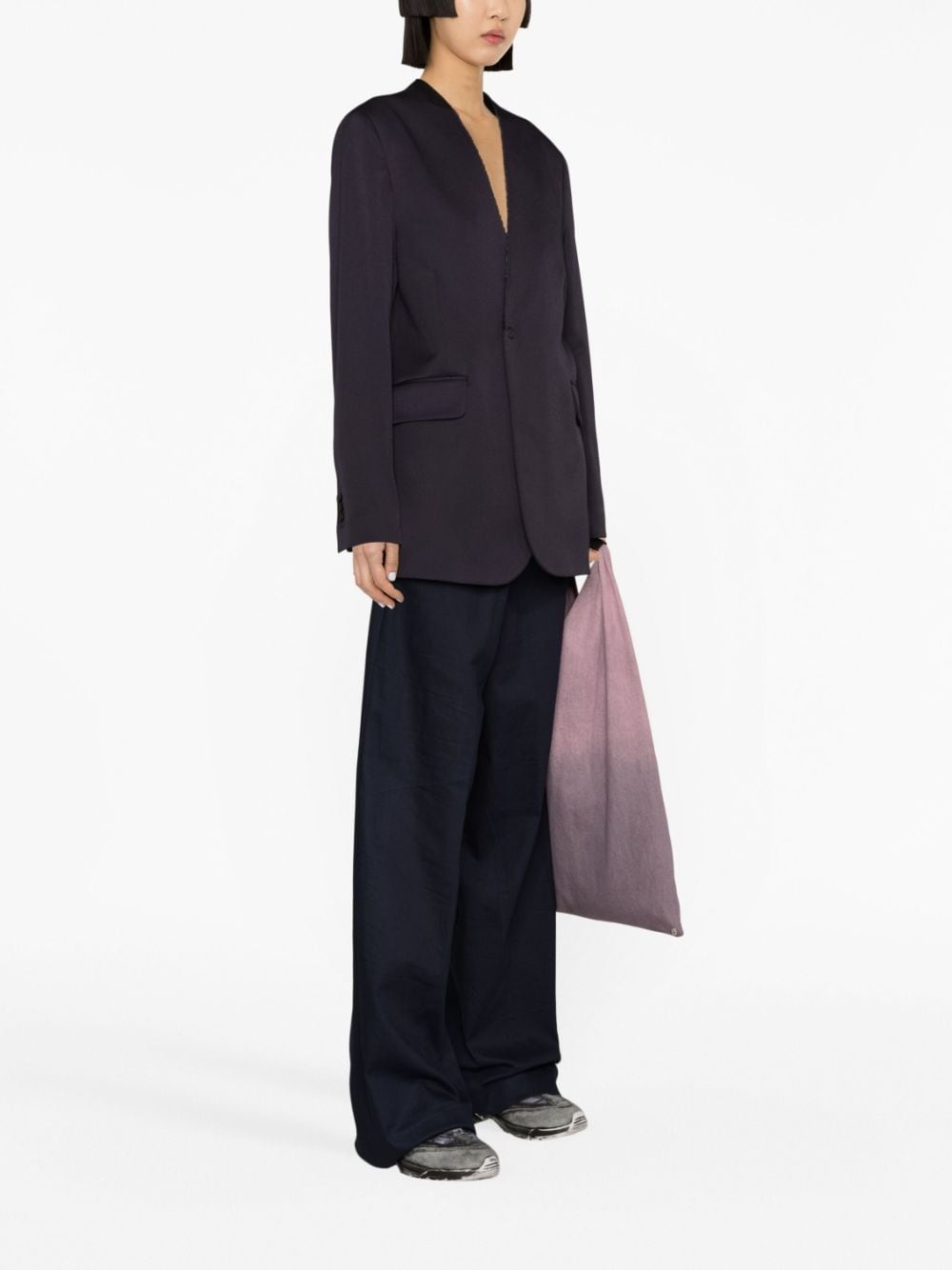 raw-edge single-breasted blazer - 3