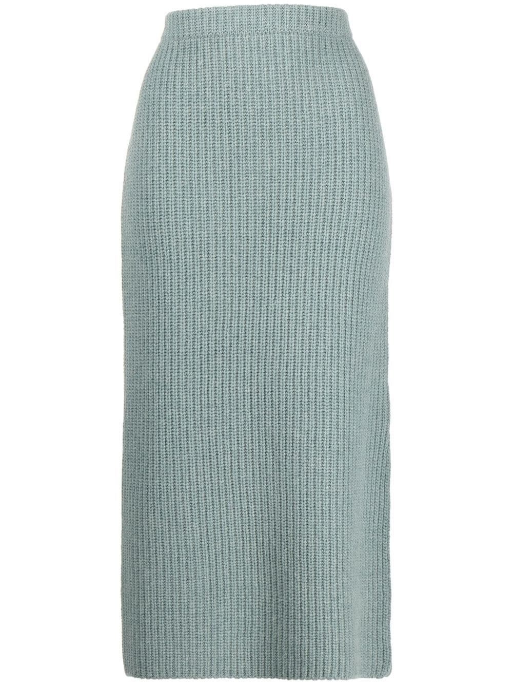 ribbed-knit straight skirt - 1