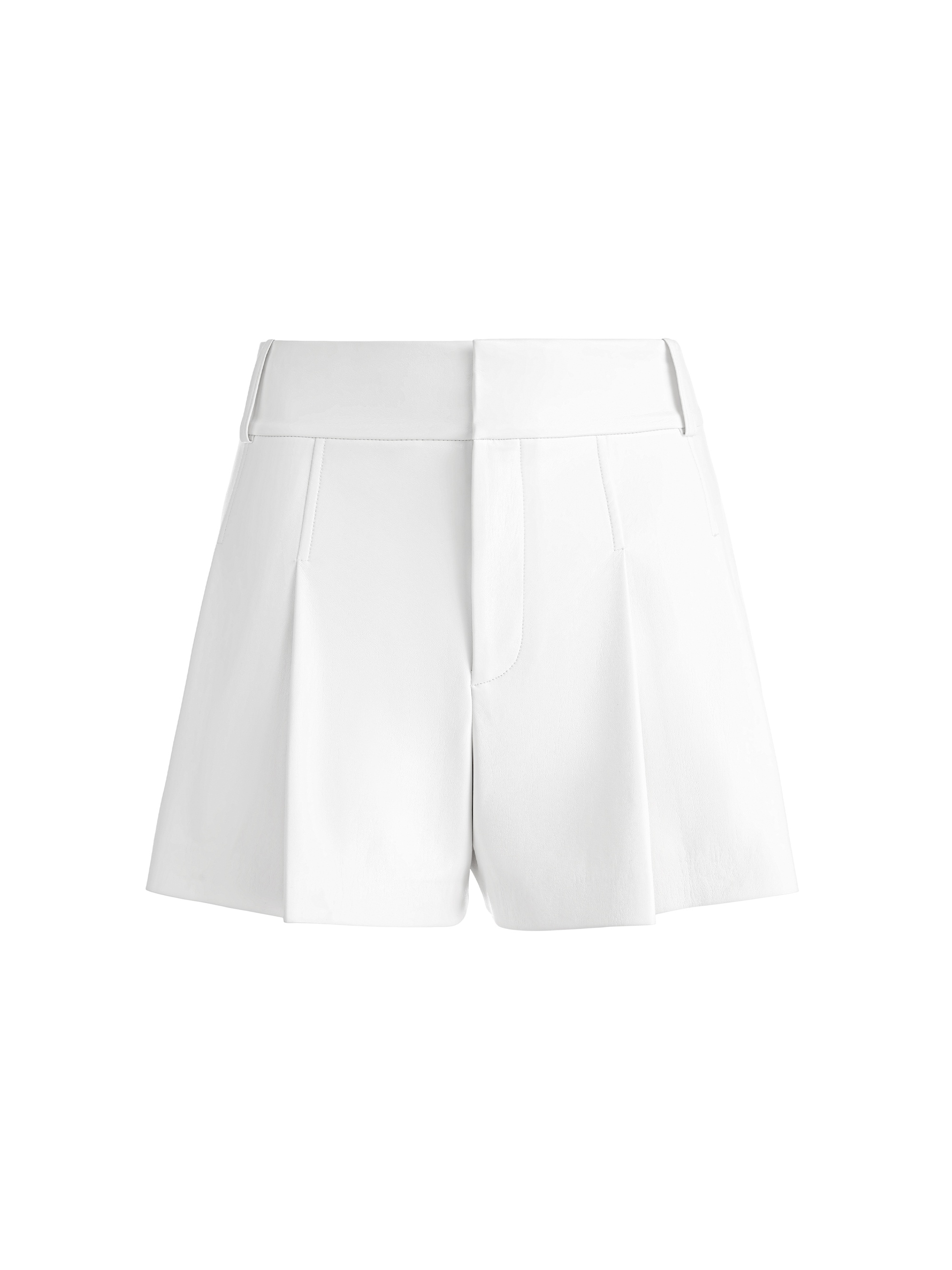 SCARLET HIGH RISE VEGAN LEATHER FLUTTER SHORTS - 1
