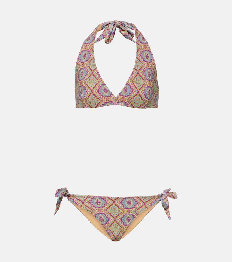 Printed halterneck bikini - 1