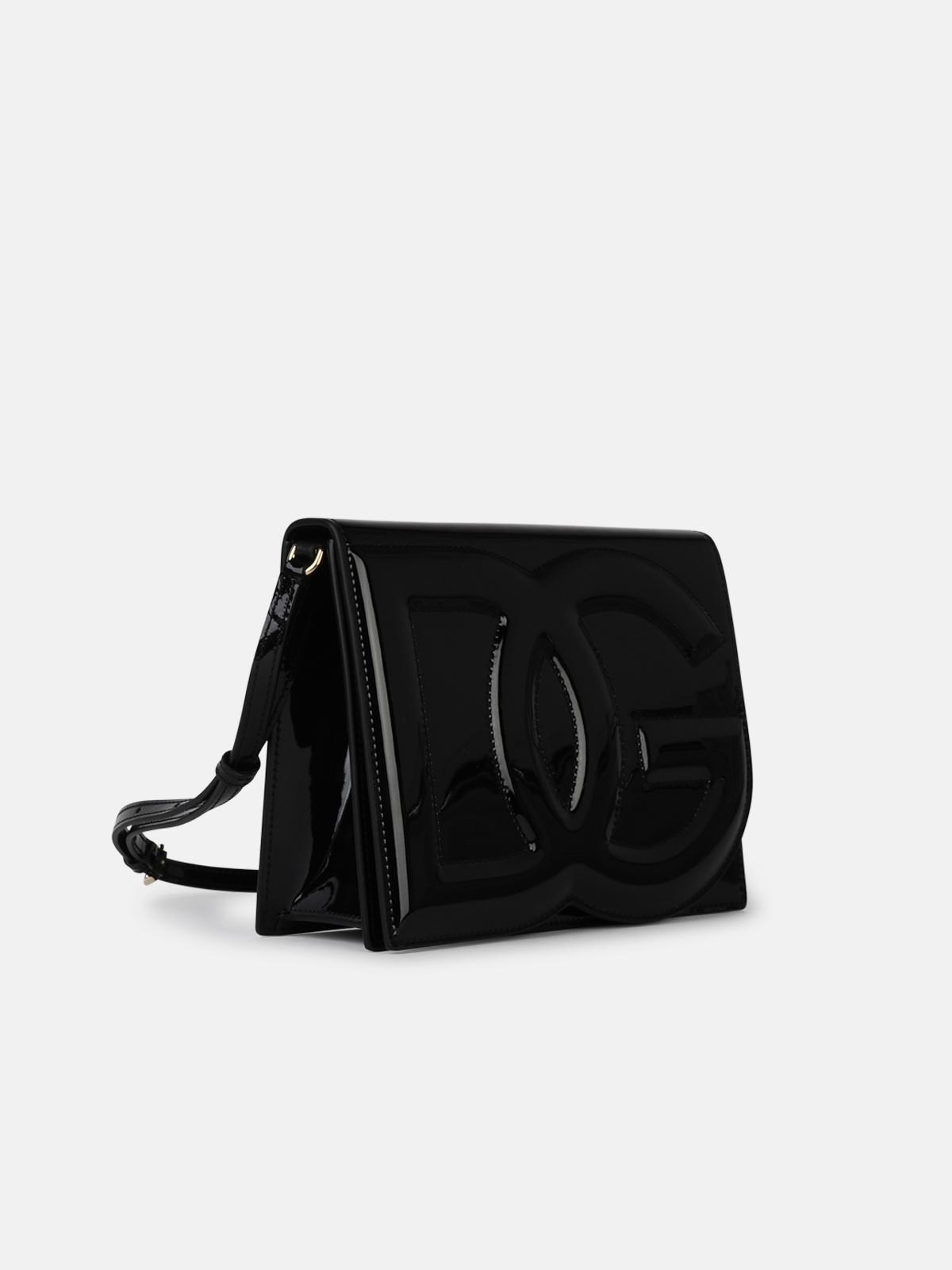 BLACK SHINY LEATHER SHOULDER BAG - 2