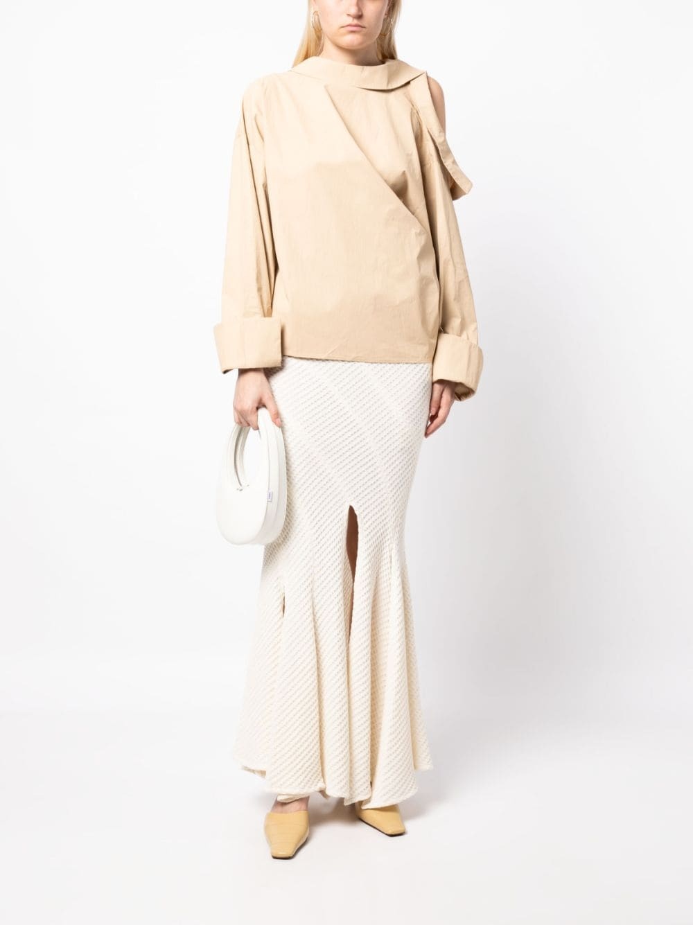 waffle-knit pleated midi skirt - 2