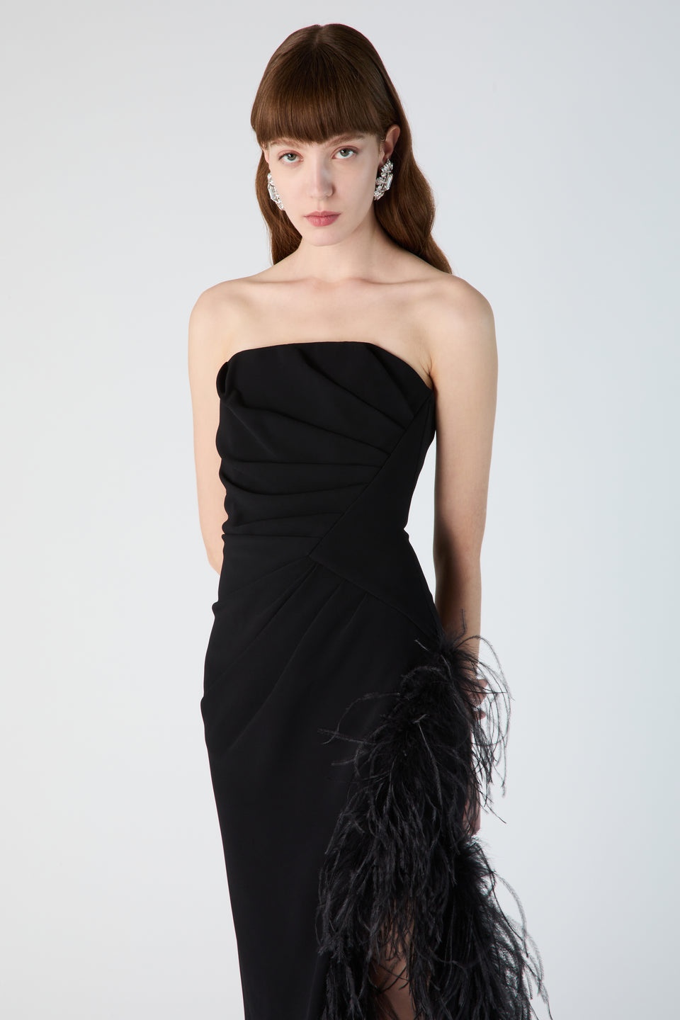 CADY GOWN WITH FEATHERS AND SPLIT - 6