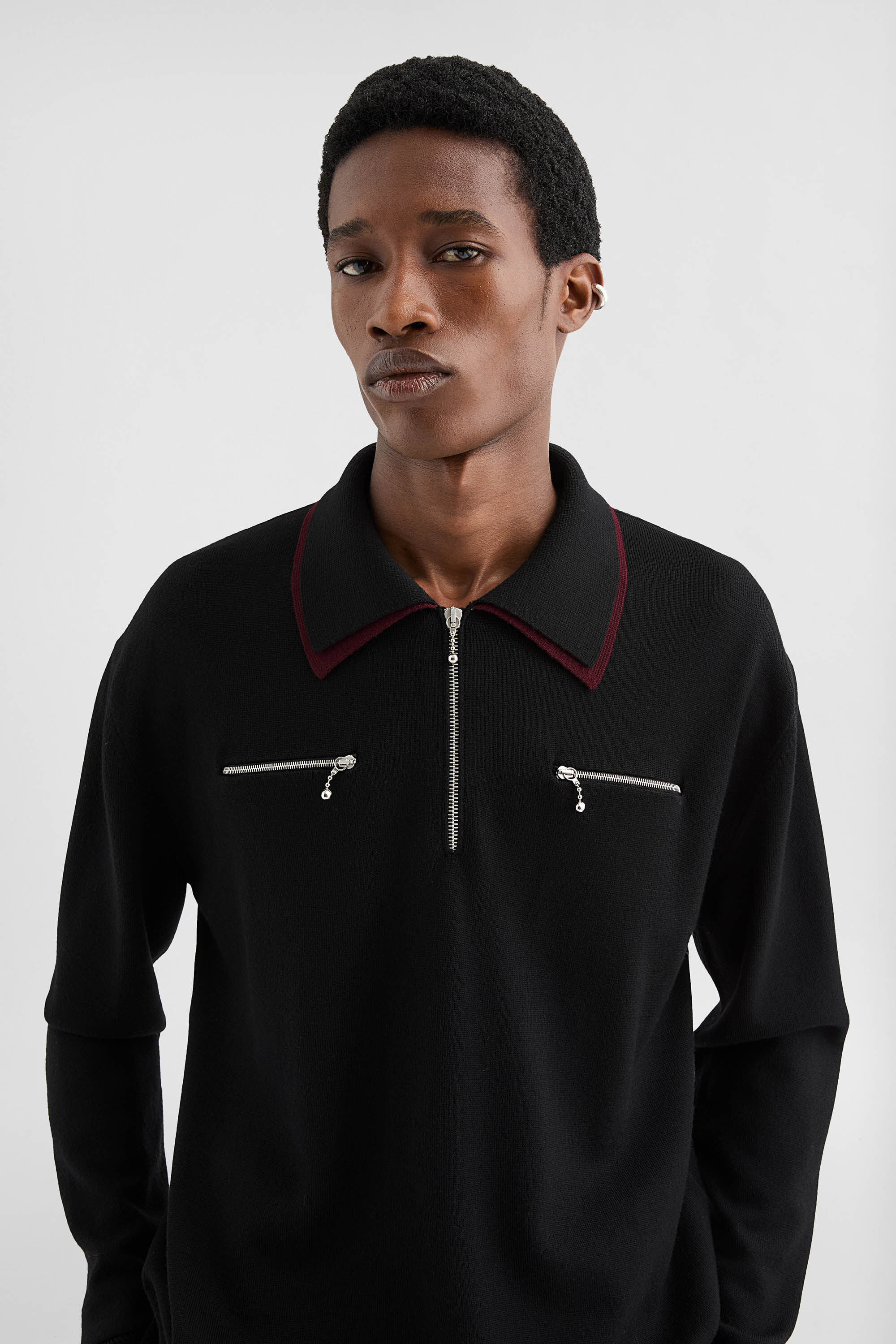 Lightweight Wool Polo Sweater - 2
