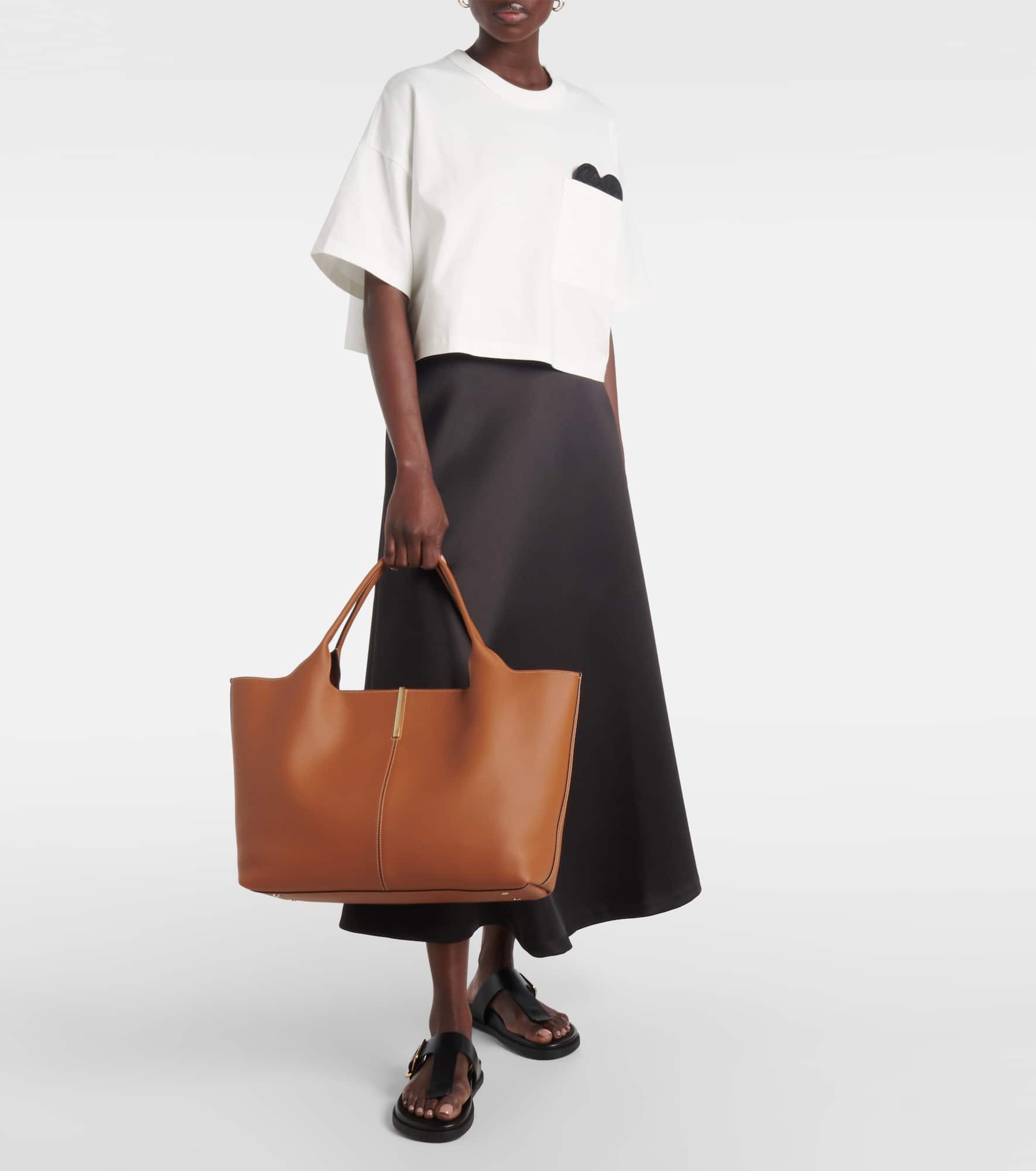 Medium leather tote bag - 5