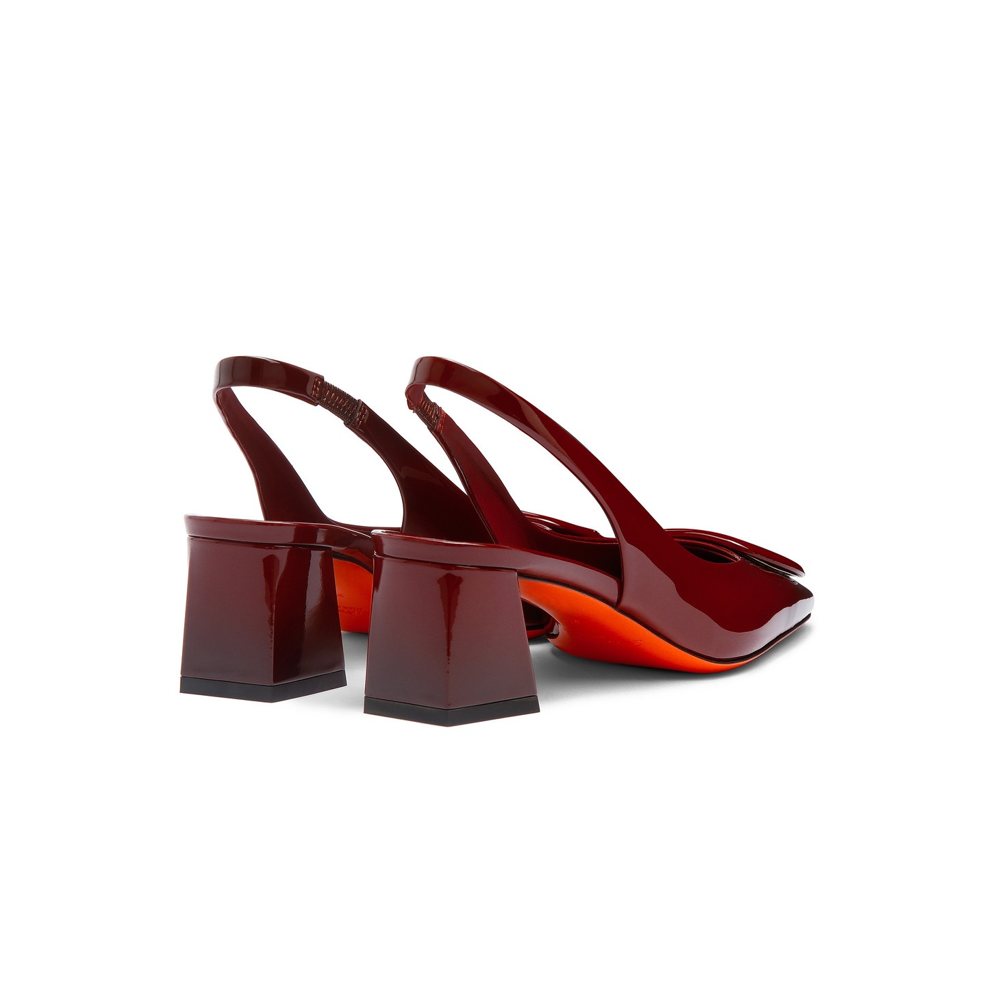 Women's red patent leather mid-heel pump - 4