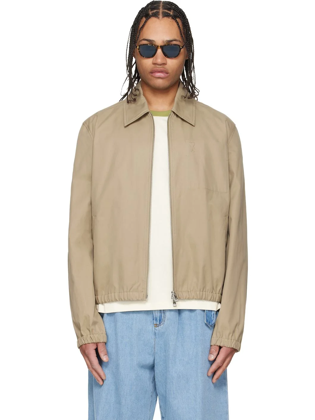 Beige Cotton 'Ami De Coeur' Zipped Jacket - 1