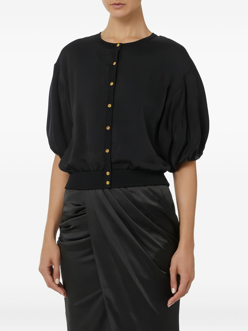 ELISABETTA FRANCHI jewel-button puffed-sleeve cardigan outlook
