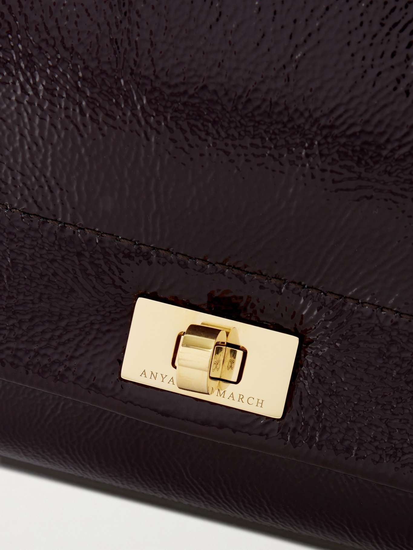 Mortimer textured patent-leather shoulder bag Burgundy - 4