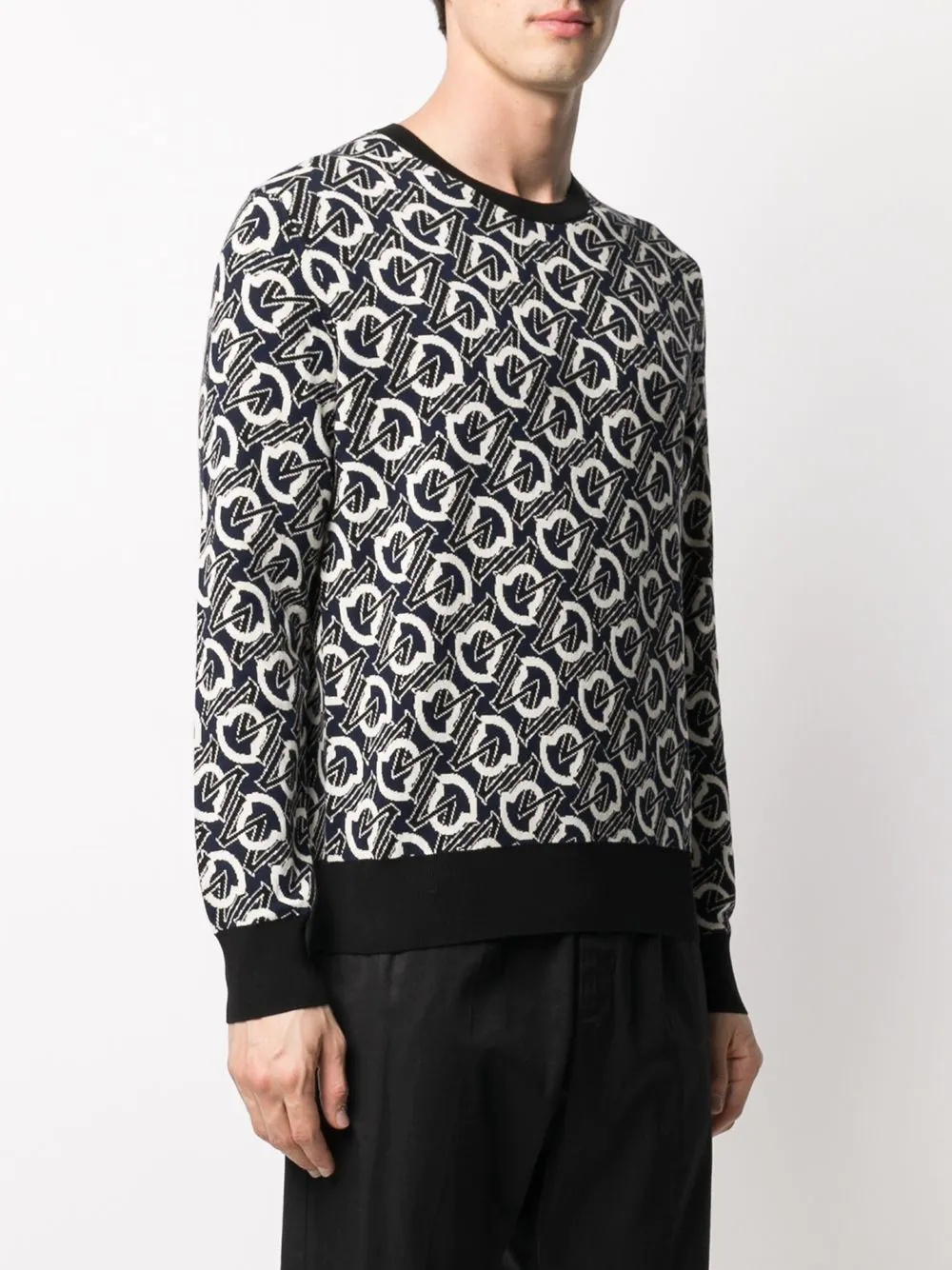 jacquard-logo crew neck jumper - 3