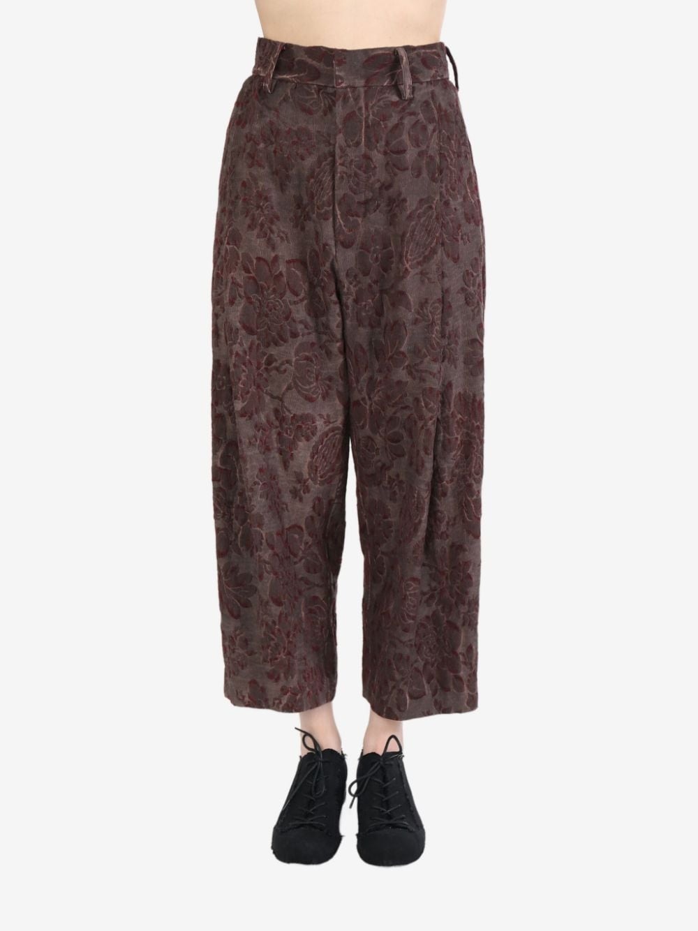 floral-print cropped trousers - 1