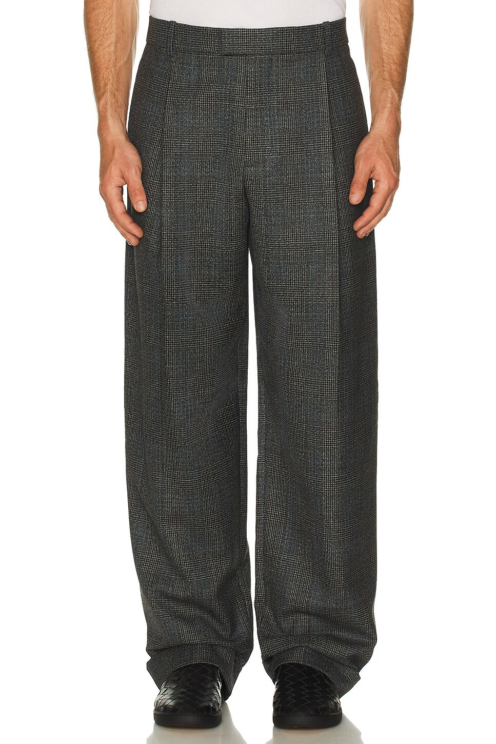 Wool Prince Of Wales One Pleat Trousers - 4