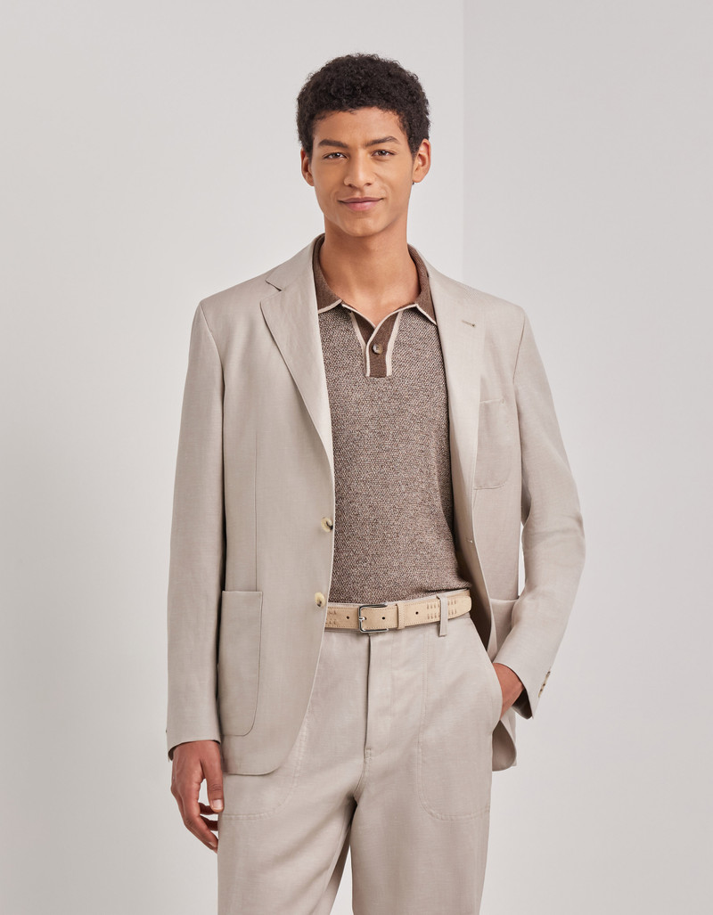 Canali BEIGE SUEDE BELT WITH DECORATIVE VERTICAL TOPSTITCHING outlook