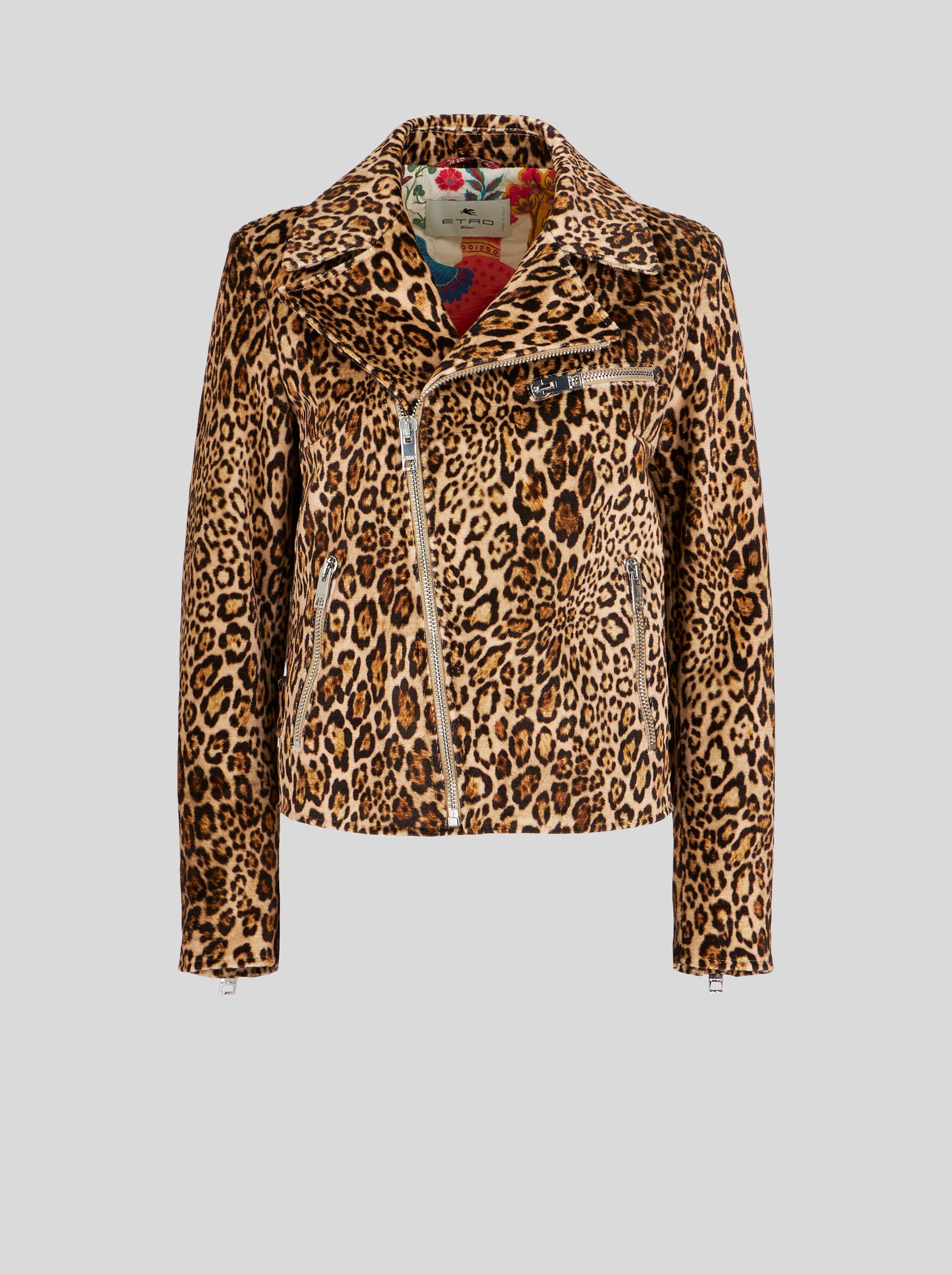 BIKER JACKET WITH ANIMALIER PRINT - 1