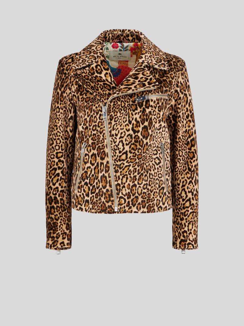 BIKER JACKET WITH ANIMALIER PRINT 1