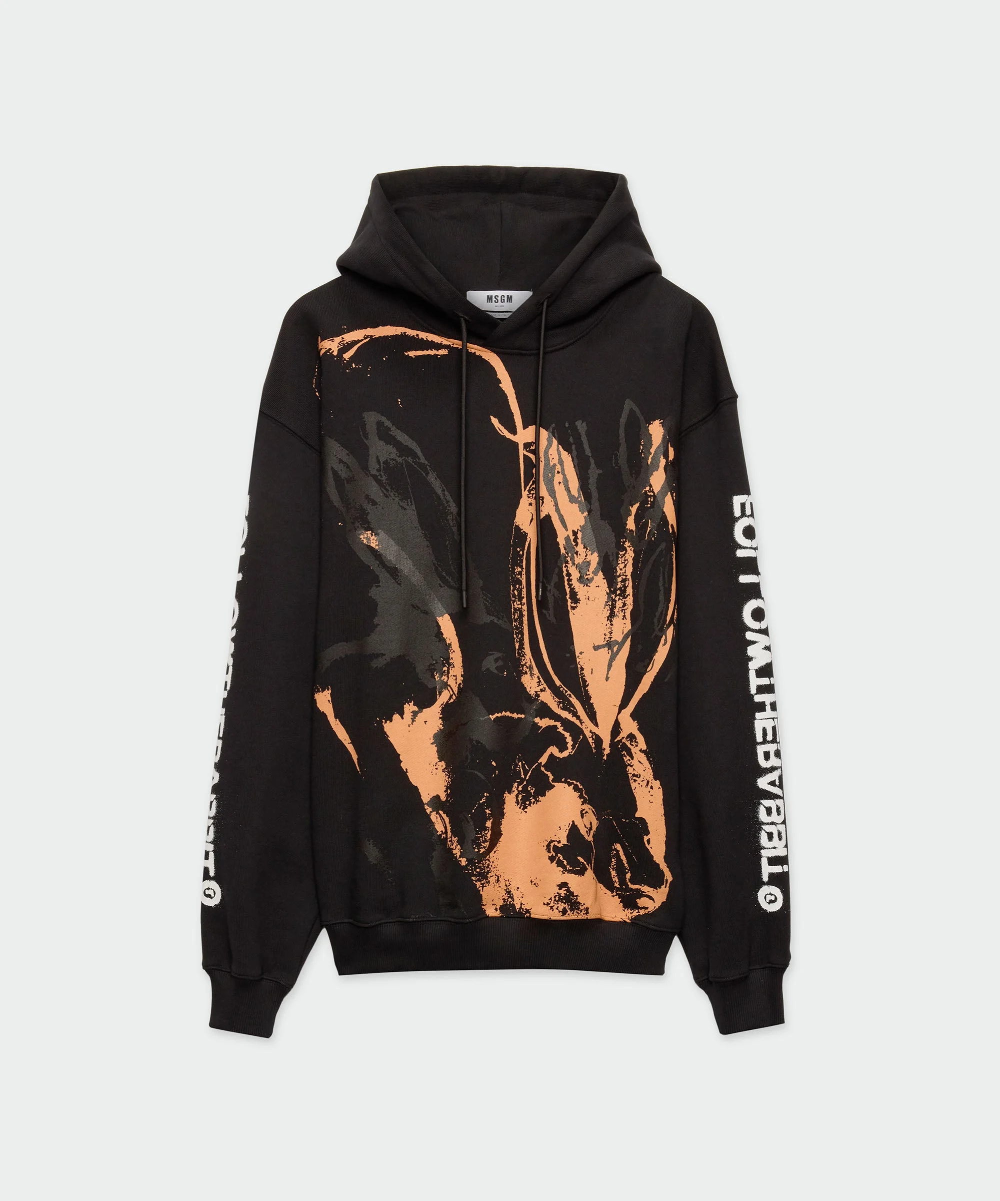 Black hoodie with "Sketched Bunnies" print - 1