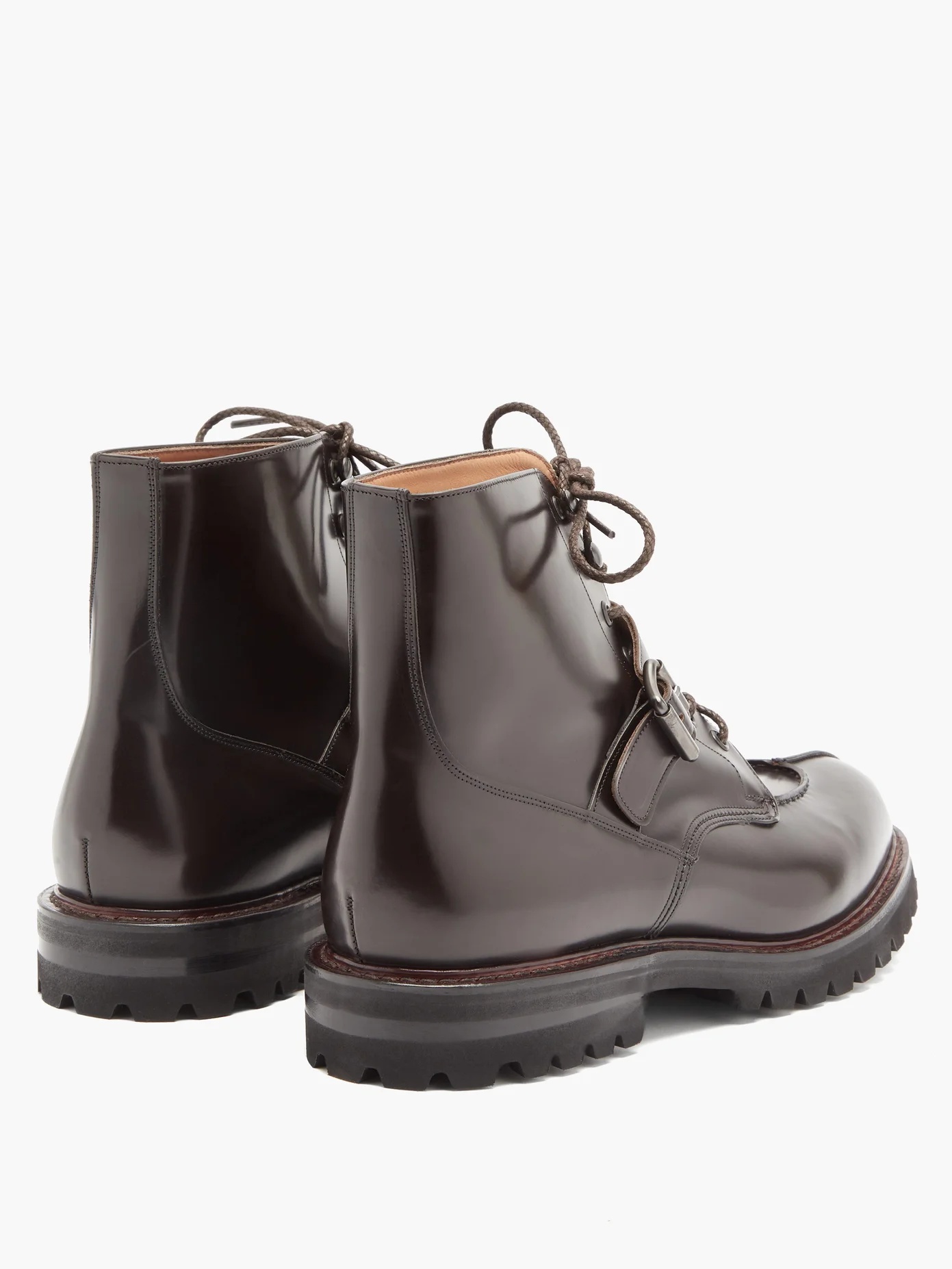 Edford buckle-strap polished-leather boots - 4