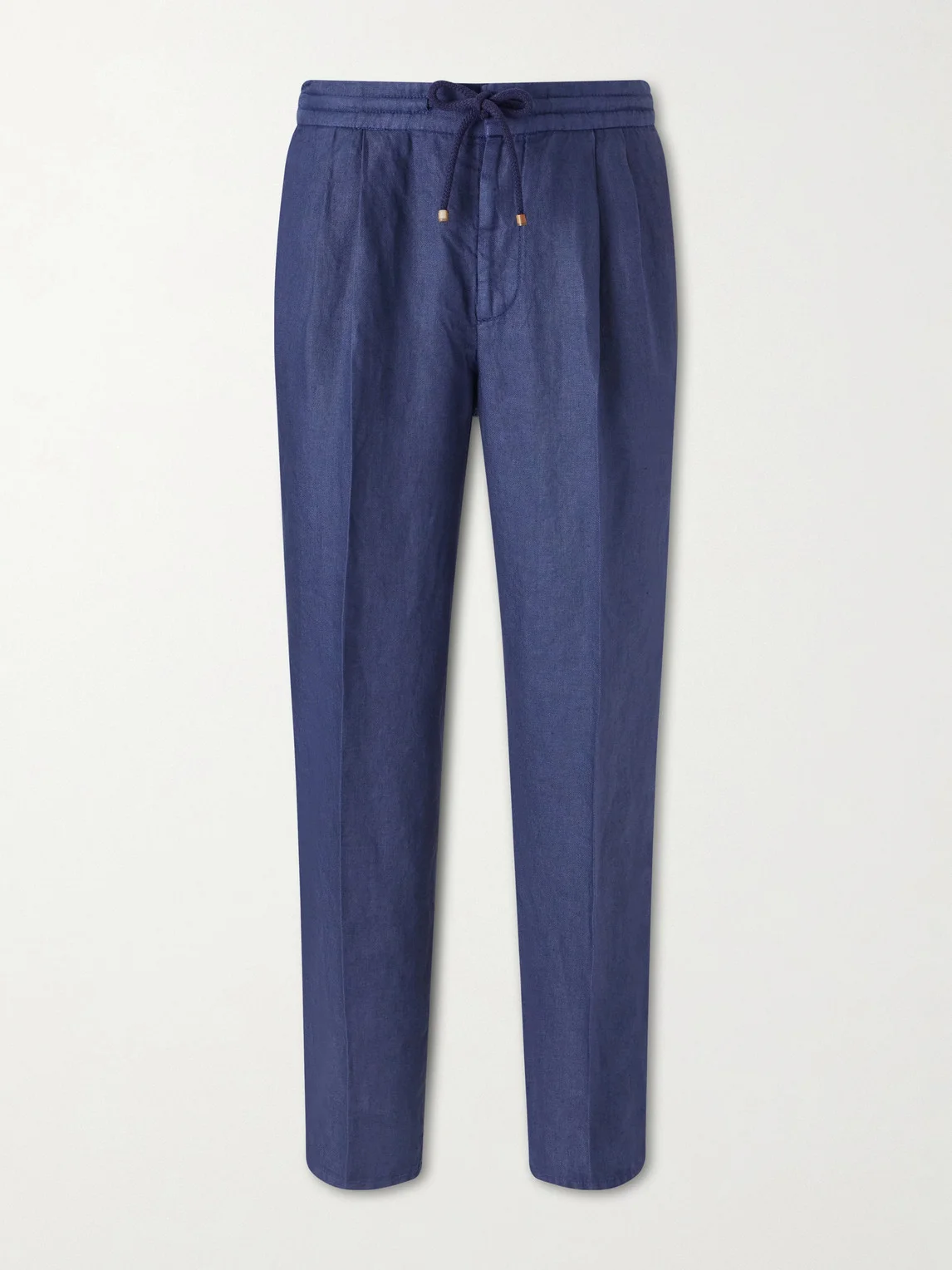 Tapered Pleated Linen-Twill Drawstring Trousers - 1
