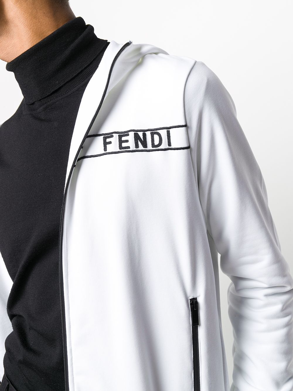 stripe embroidered logo hoodie - 5