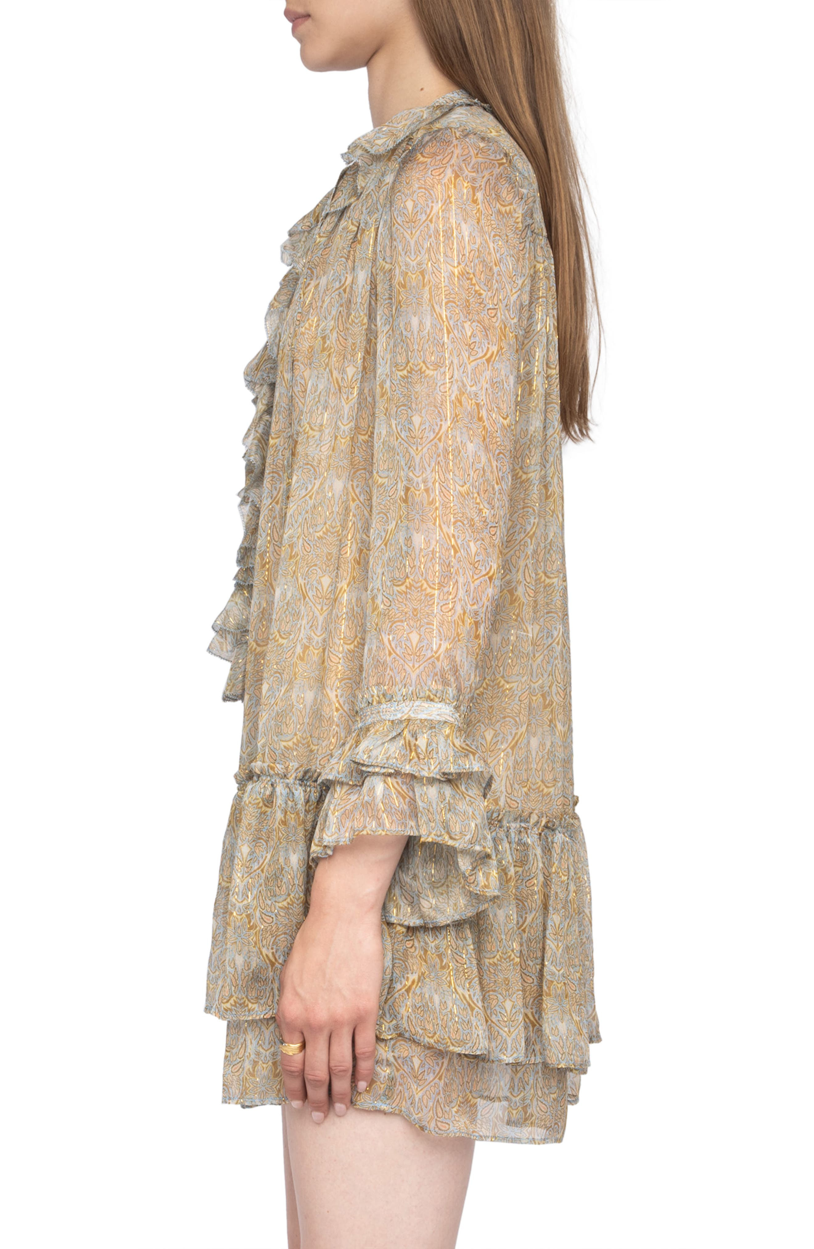 Zadig & Voltaire Alice Paisley Print Long Sleeve Minidress in Cloud at Nordstrom - 5