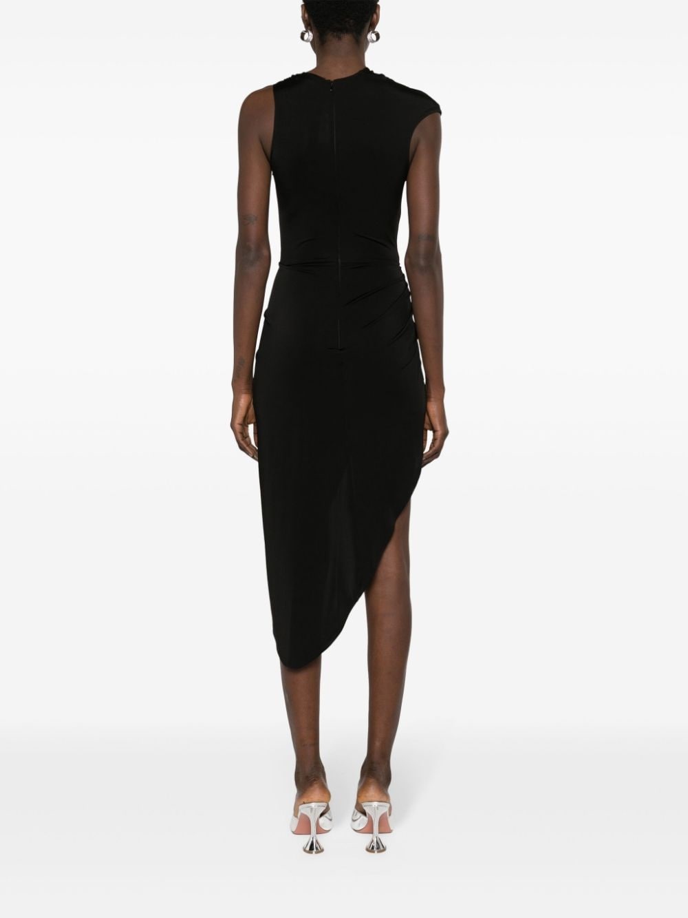 satin draped midi dress - 4