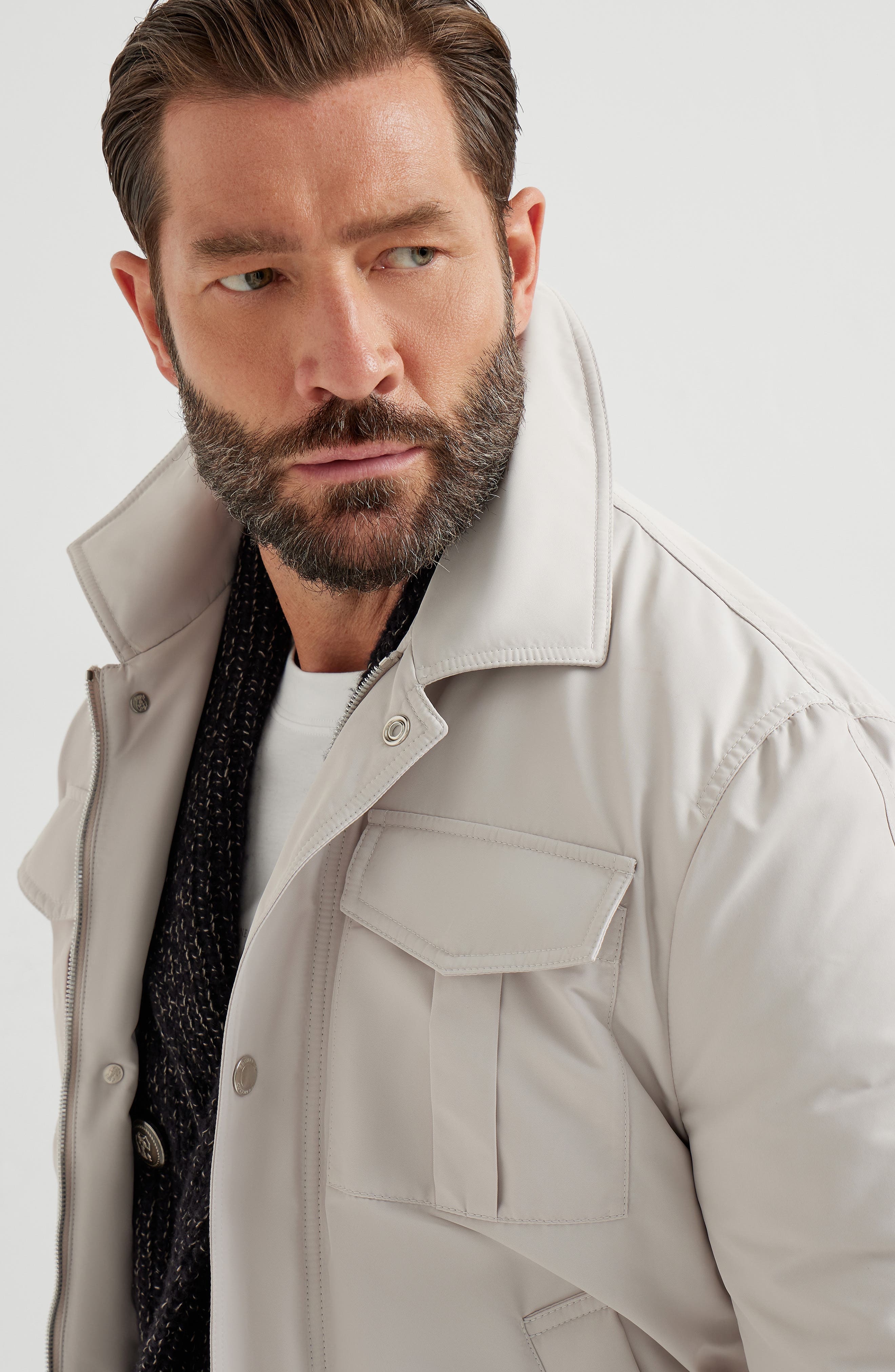 Brunello Cucinelli Bomber jacket with padding in Ivory at Nordstrom - 4