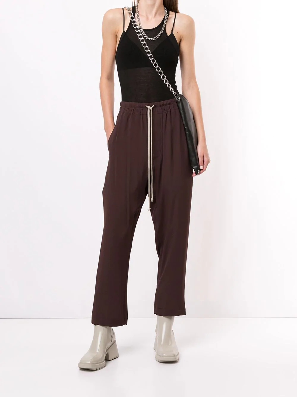 drawstring silk-blend track pants - 2