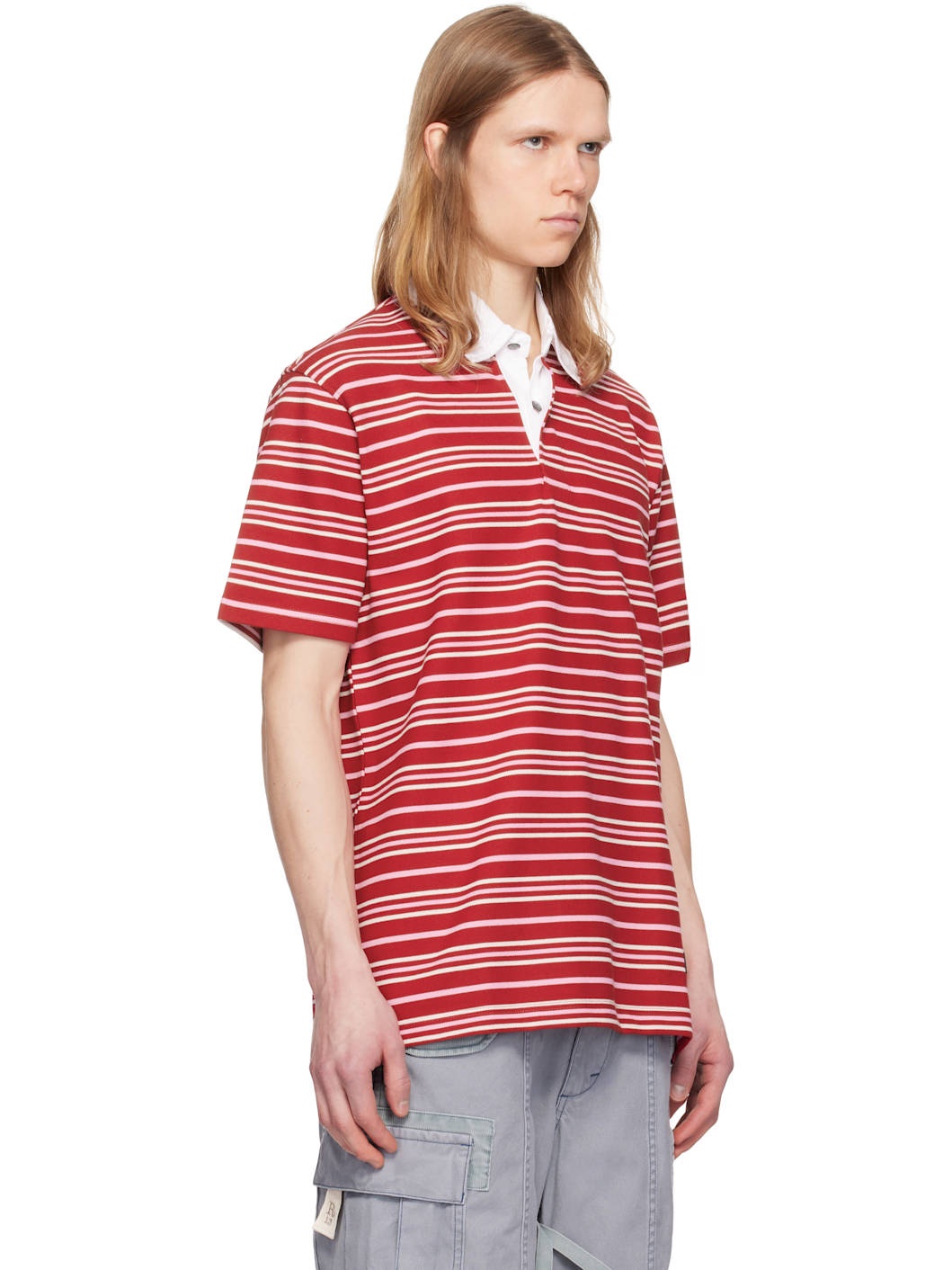 Red Base Stripe SS Rugby Polo - 2