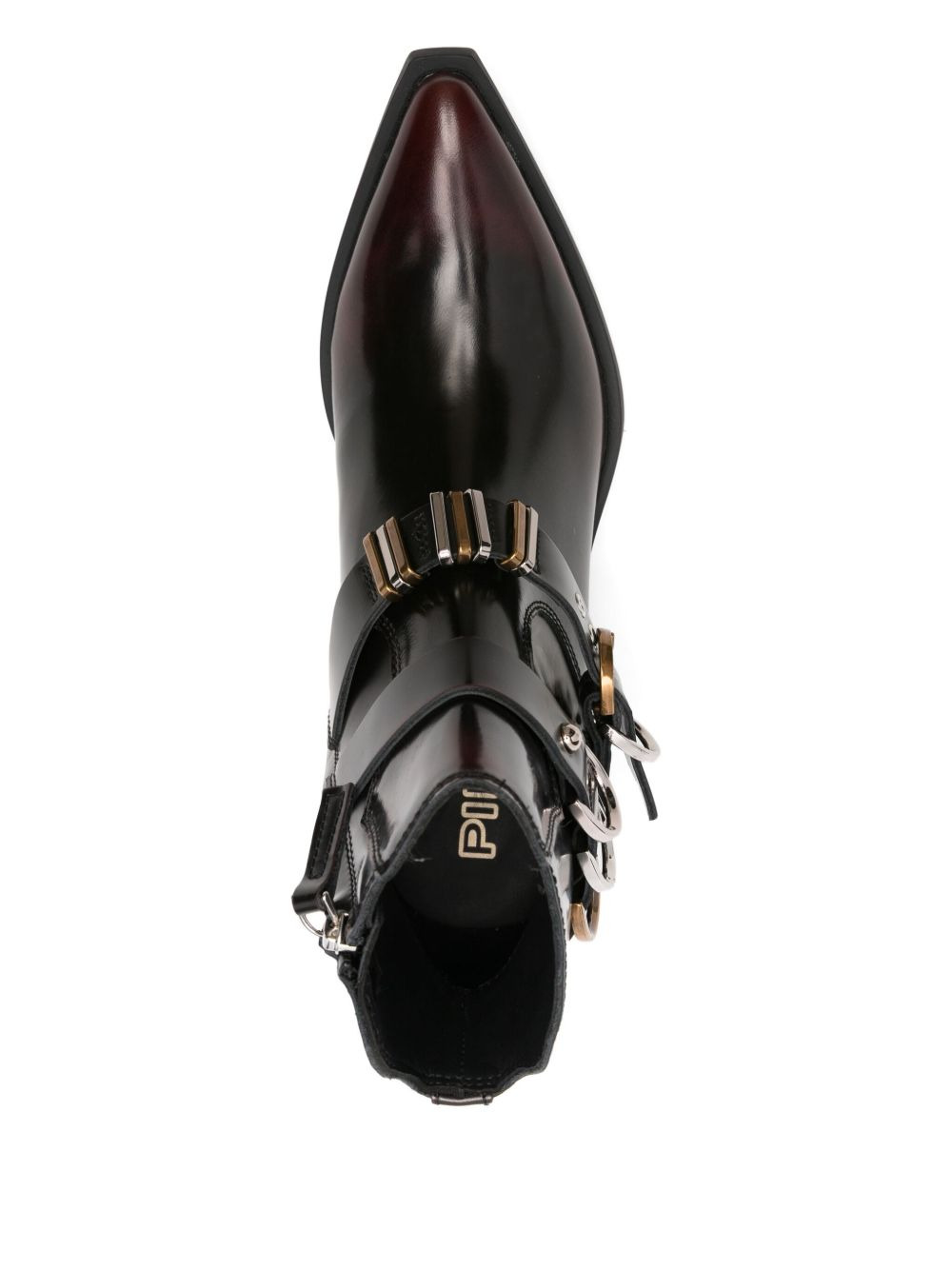 buckle-strap pointed-toe boots - 4